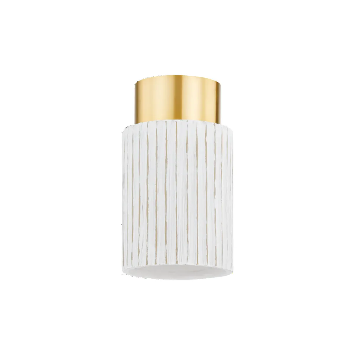 HUDSON VALLEY LIGHTING | CORISSA FLUSHMOUNT - AGED BRASS WITH CERAMIC WHITEWASH BISQUE | $336.00 - Image 1
