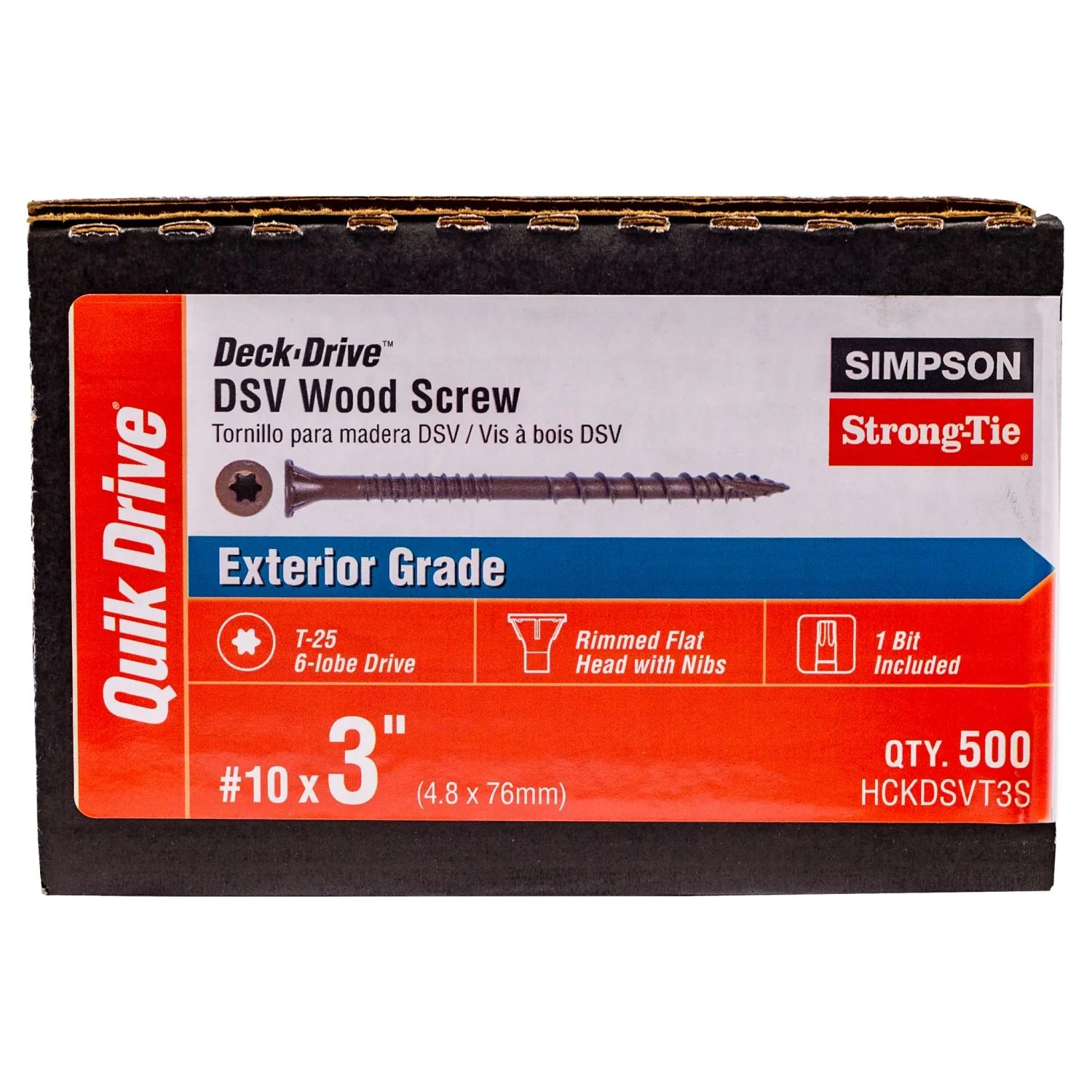 Simpson Strong-Tie HCKDSVT3S Deck-Drive DSV WOOD Screw (Collated),  #10 x 3-in. T25 6-Lobe, Tan, 500-Pack - Image 2