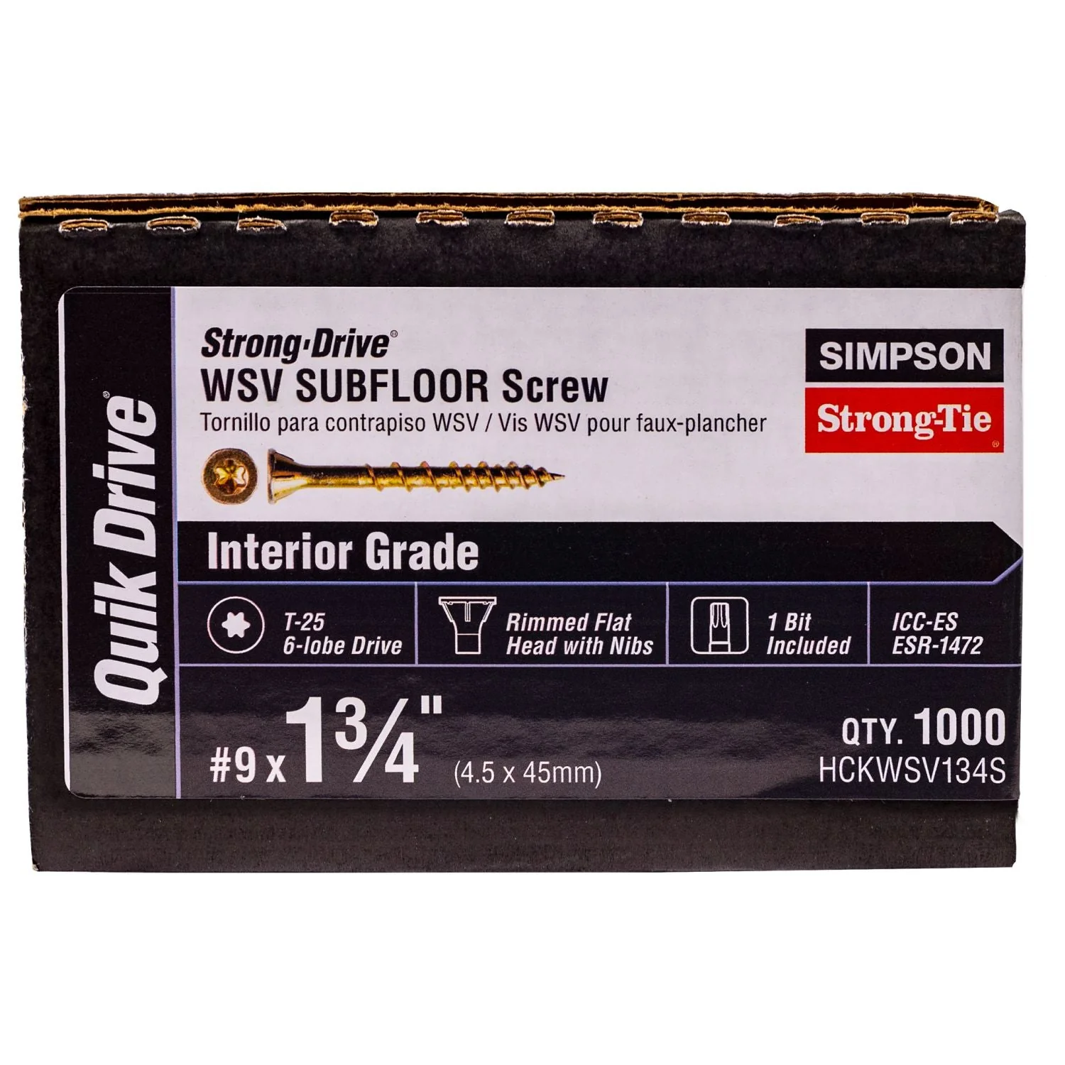 Simpson Strong-Tie HCKWSV134S Strong-Drive WSV SUBFLOOR Screw (Collated),  #9 x 1-3/4-in. T25, Yellow Zinc, 1000-Pack - Image 2