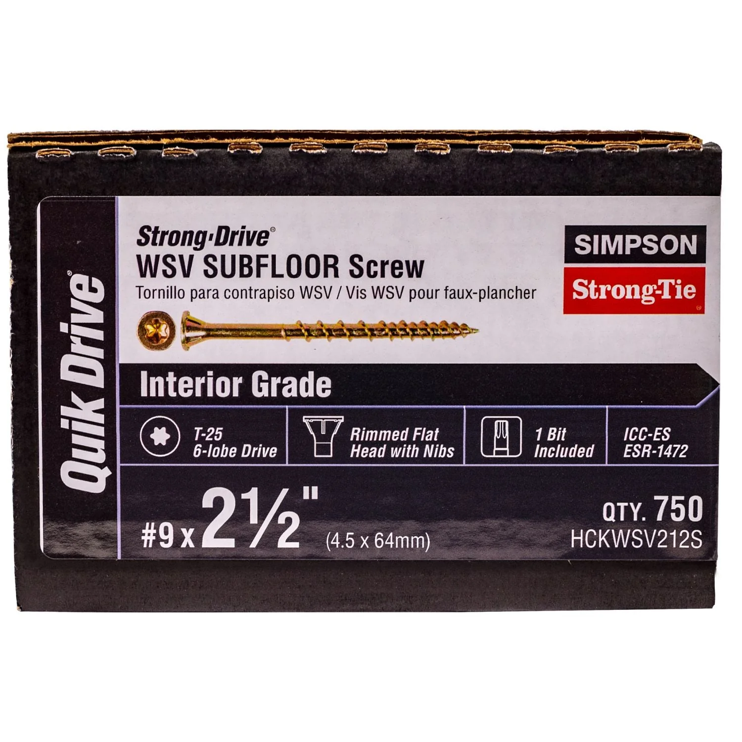Simpson Strong-Tie HCKWSV212S Strong-Drive WSV SUBFLOOR Screw (Collated),  #9 x 2-1/2-in. T25, Yellow Zinc, 750-Pack - Image 2