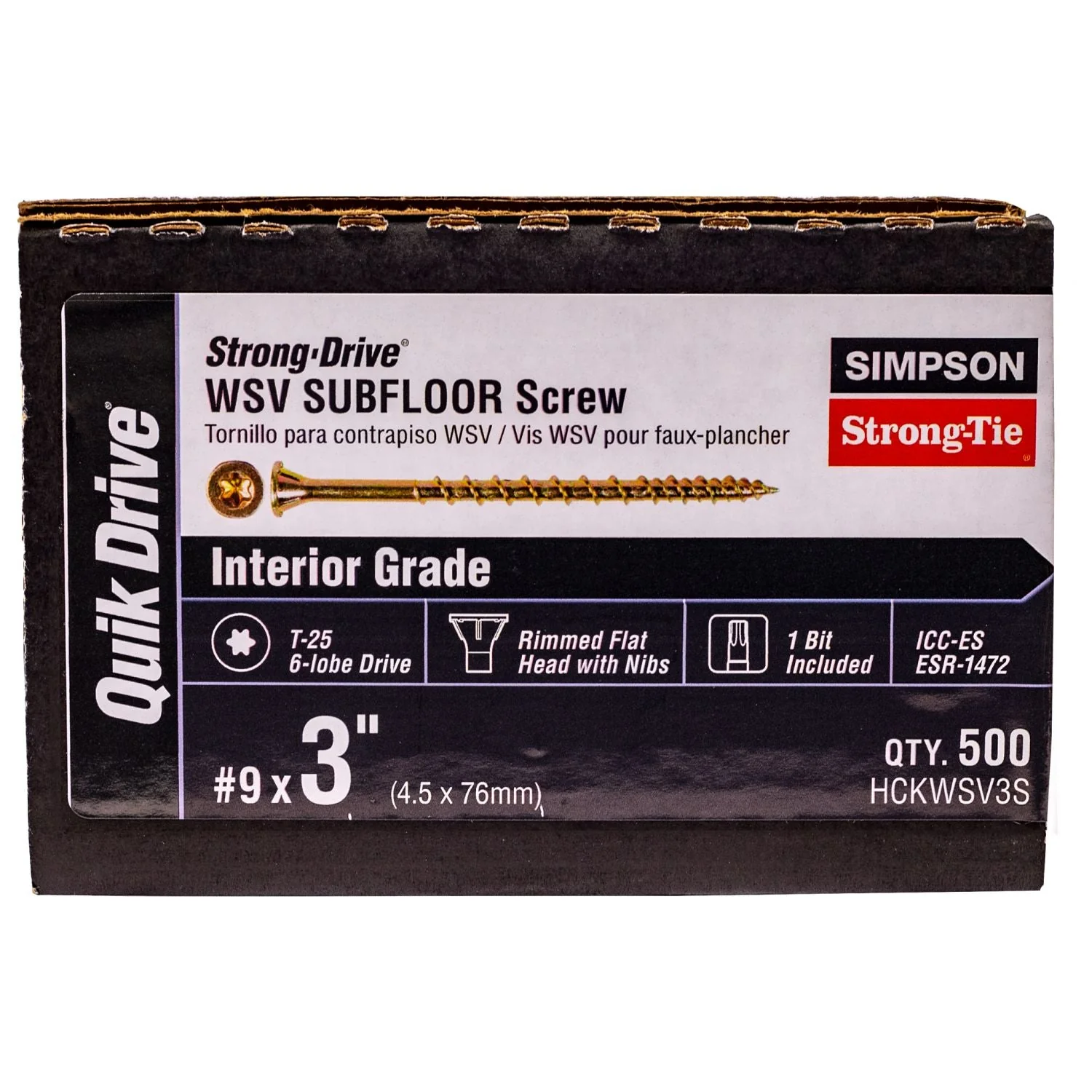 Simpson Strong-Tie HCKWSV3S Strong-Drive WSV SUBFLOOR Screw (Collated),  #9 x 3-in. T25, Yellow Zinc, 500-Pack - Image 2