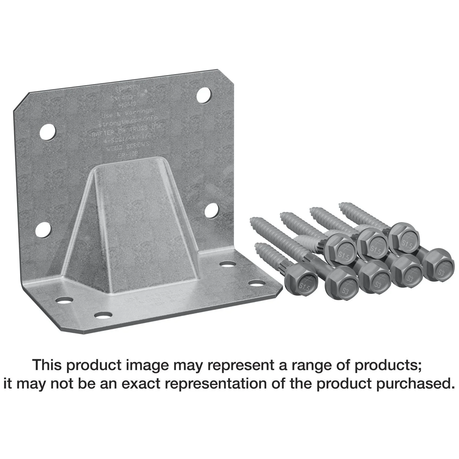 Simpson Strong-Tie HGA10KT HGA Galvanized Hurricane Gusset Angle with SDS Screws, 10-Pack - Image 1