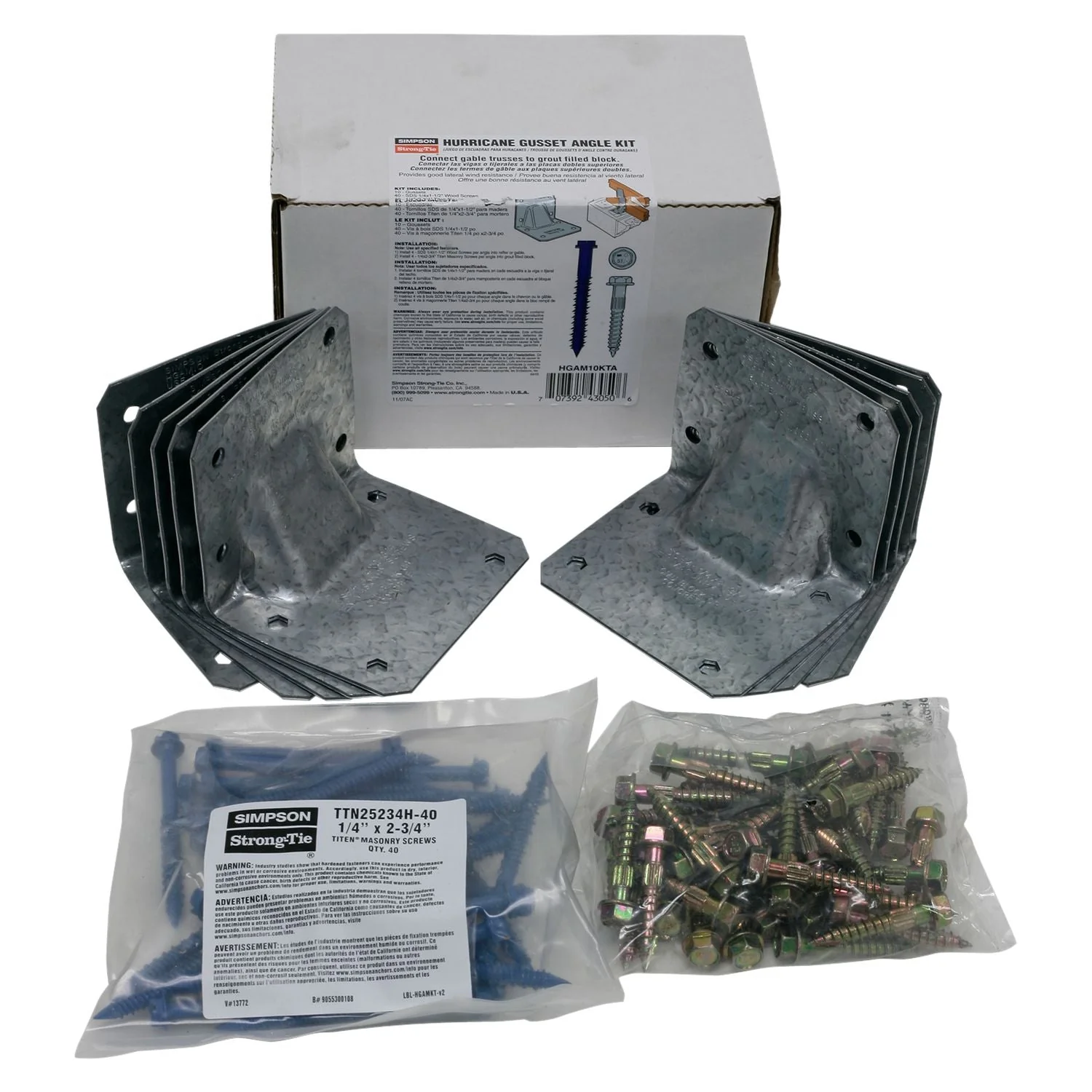 Simpson Strong-Tie Hurricane Gusset Angle for Masonry with Screws, 10-Pack (HGAM10KTA) - Image 2