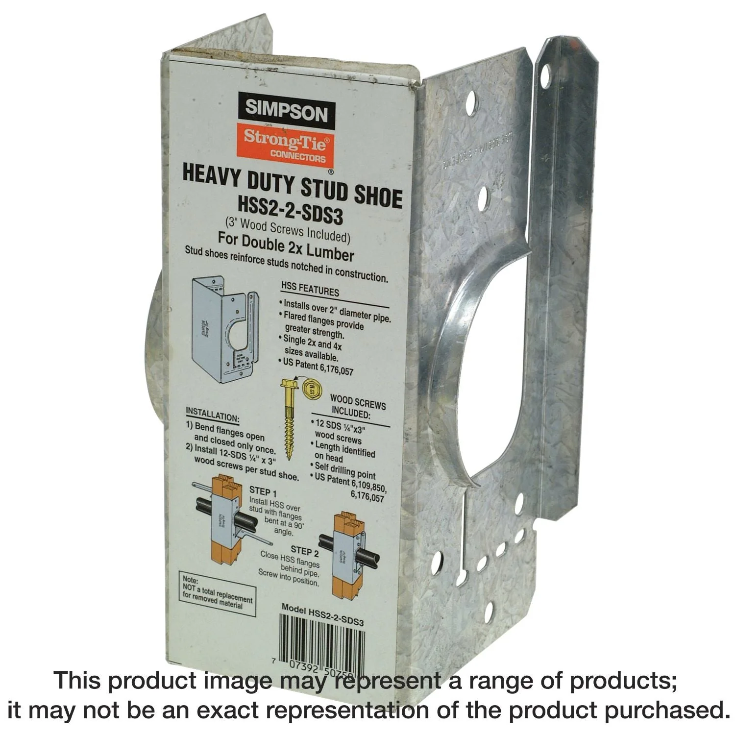 Simpson Strong-Tie HSS2-2-SDS3 HSS Galvanized Stud Shoe for Double 2x, with Strong-Drive SDS Screws - Image 1