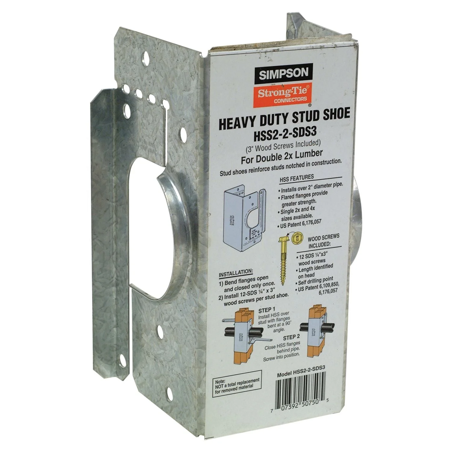 Simpson Strong-Tie HSS2-2-SDS3 HSS Galvanized Stud Shoe for Double 2x, with Strong-Drive SDS Screws - Image 3