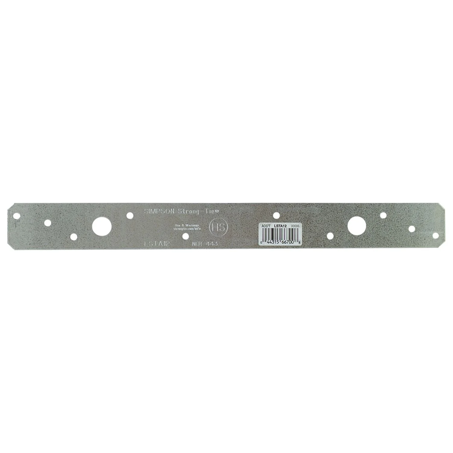 Simpson Strong-Tie 1-1/4-in. x 12-in. 20-Gauge Galvanized Strap Tie (LSTA12) - Image 2