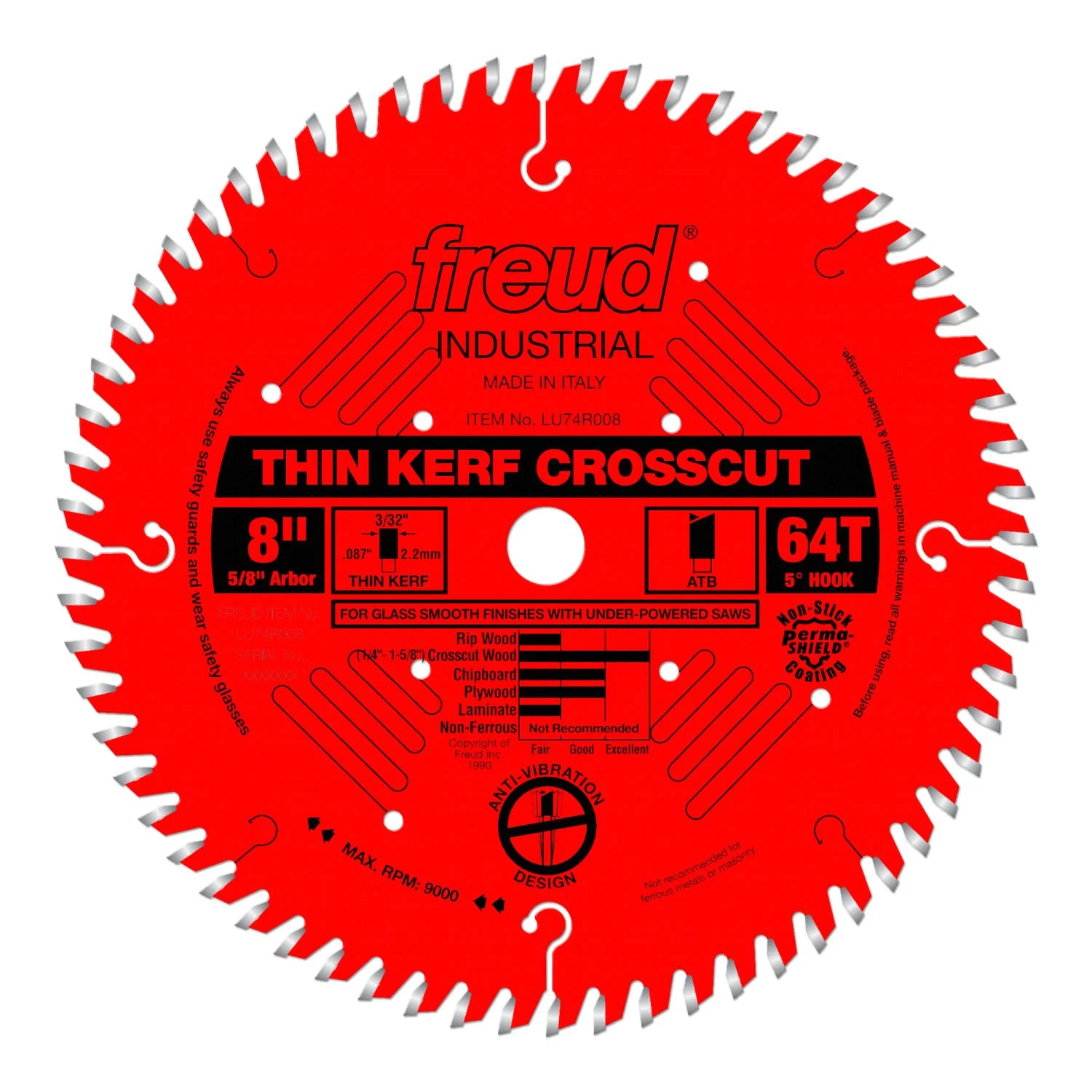 Freud LU74R008 8 in. Thin Kerf Ultimate Cut-Off Blade - Image 1