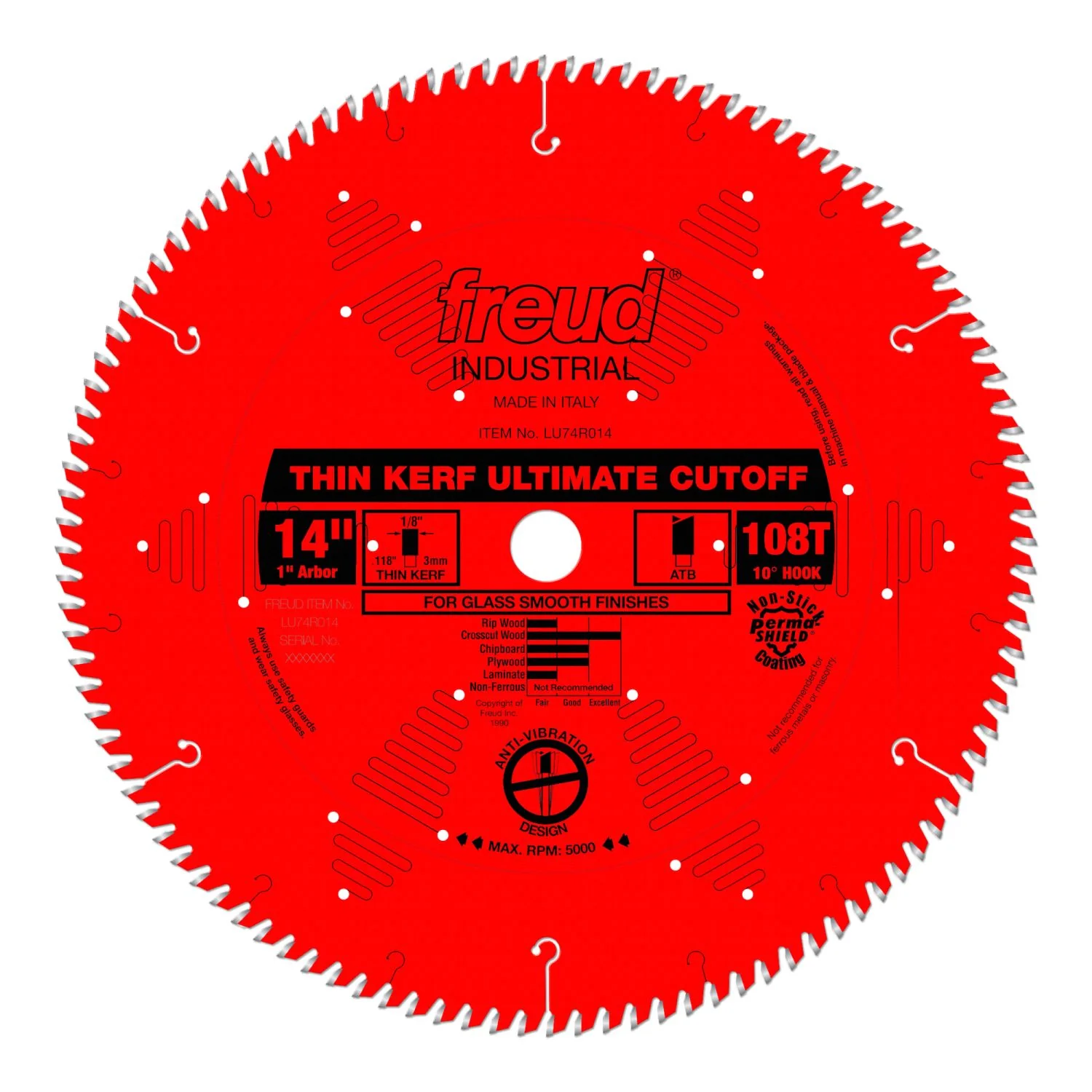 Freud LU74R014 14 in. Thin Kerf Ultimate Cut-Off Blade - Image 1