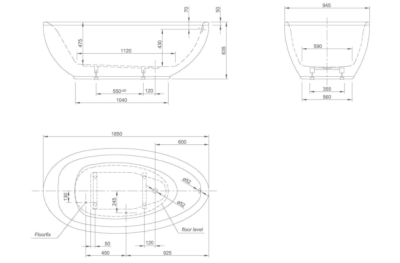 LOUNGE ACRYLIC BATH TUB | PIETRA CASA BRAND | $11,400.72 - Image 3
