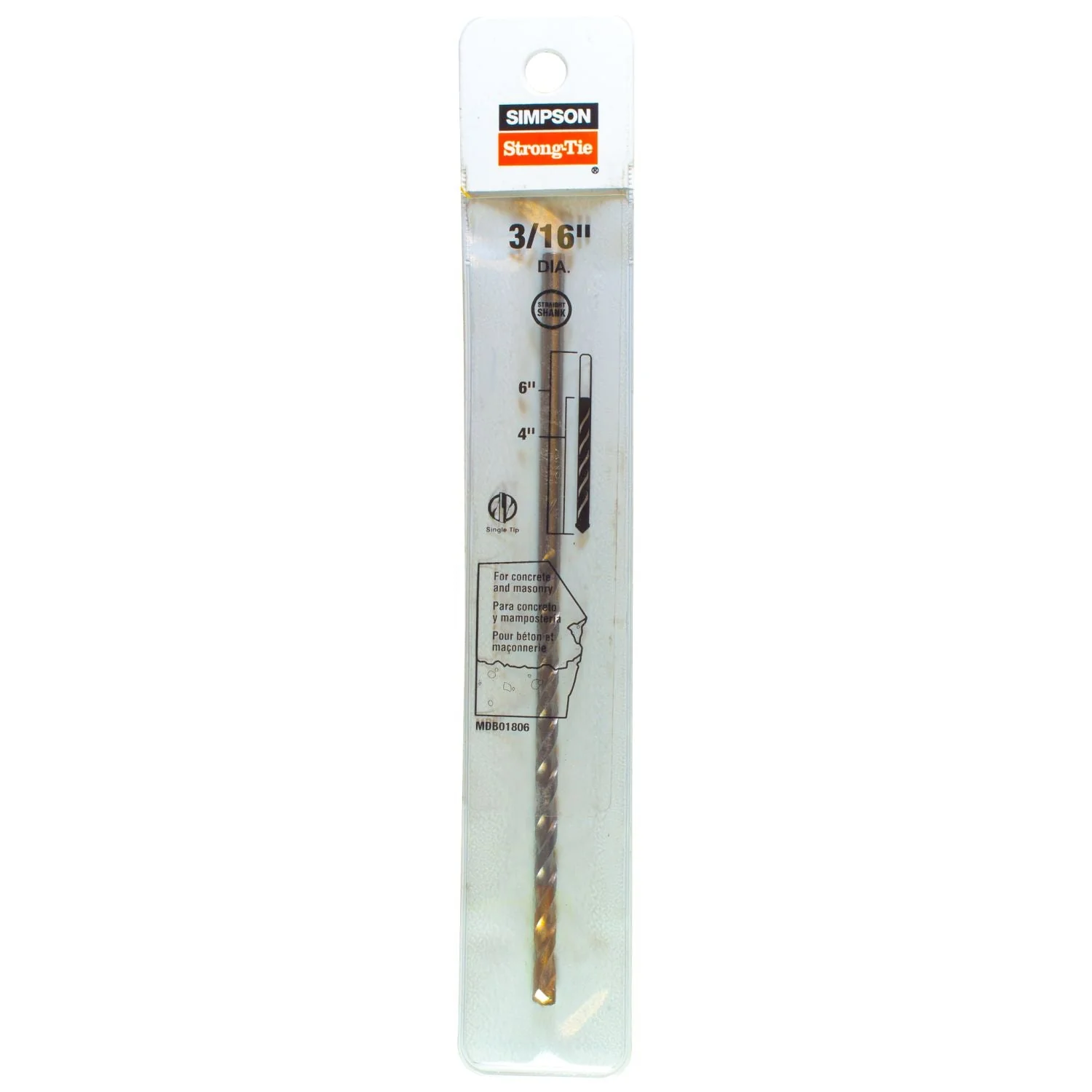 Simpson Strong-Tie MDB01806 3/16-in. x 6-in. Straight Shank Drill Bit - Image 2