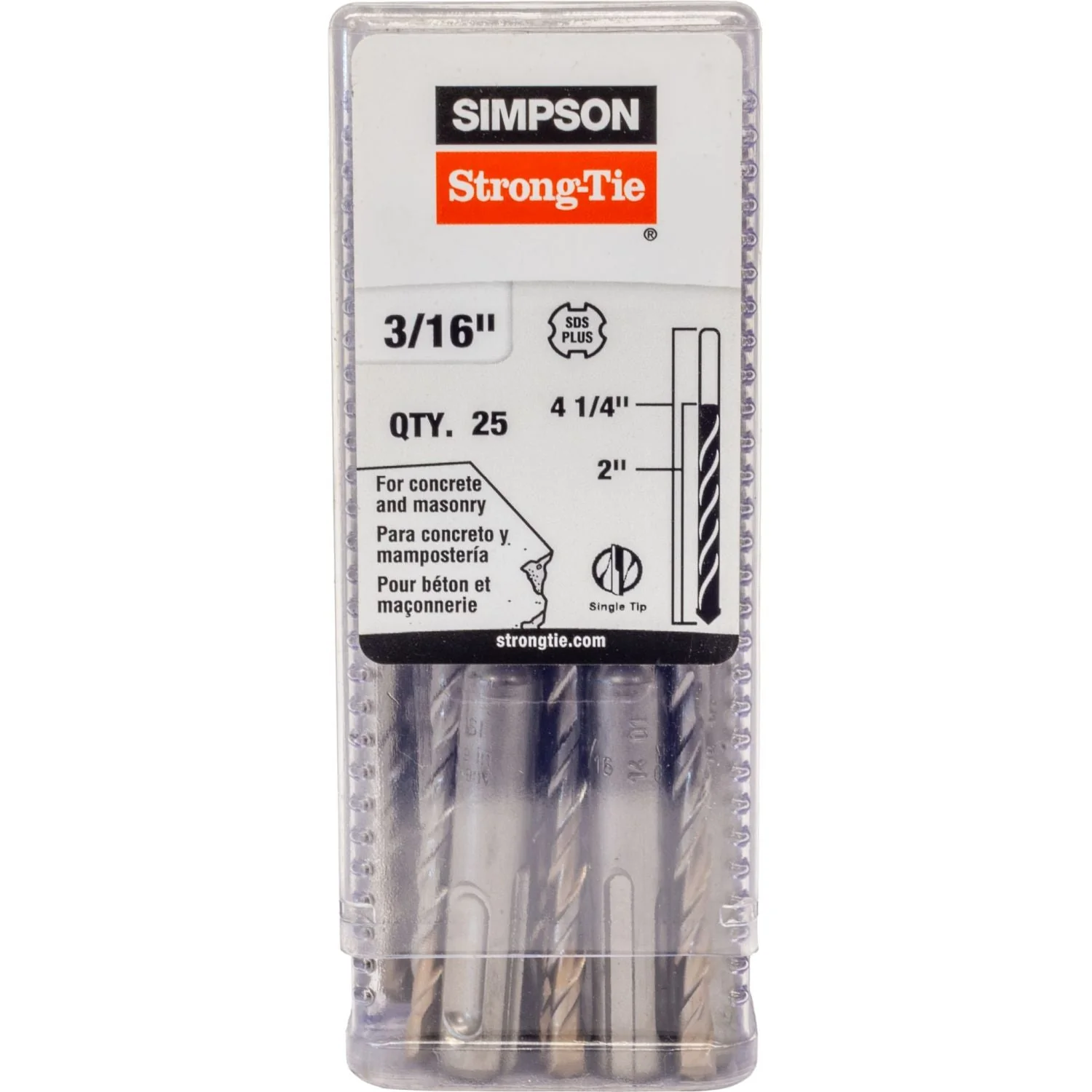 Simpson Strong-Tie MDPL01804-R25 3/16-in. x 4-1/4-in. SDS-plus Shank Drill Bit, 25-Pack - Image 2