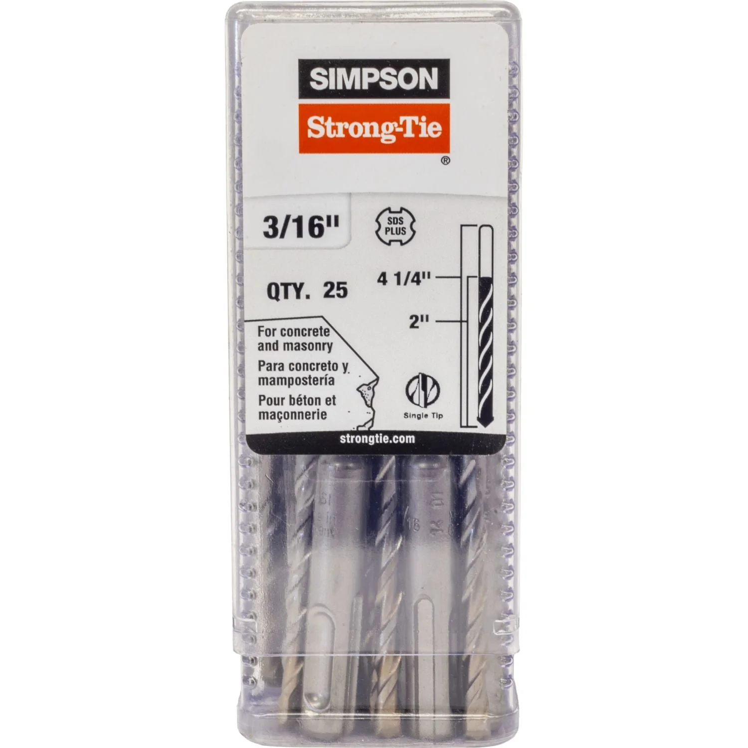 Simpson Strong-Tie MDPL01804-R25 3/16-in. x 4-1/4-in. SDS-plus Shank Drill Bit, 25-Pack - Image 3