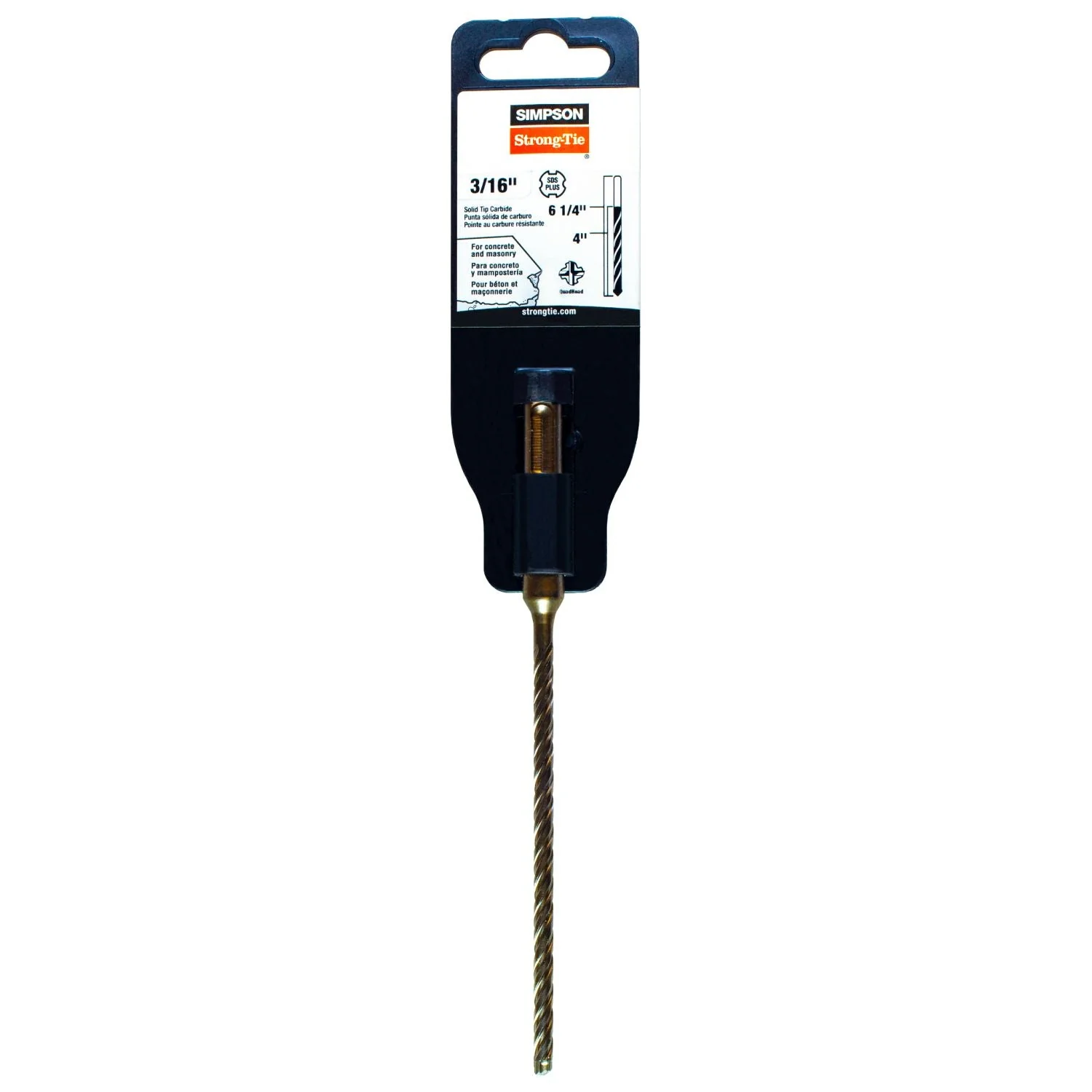 Simpson Strong-Tie MDPL01806S 3/16-in. x 6-1/4-in. SDS-plus Shank Solid-Tip Carbide Drill Bit - Image 2