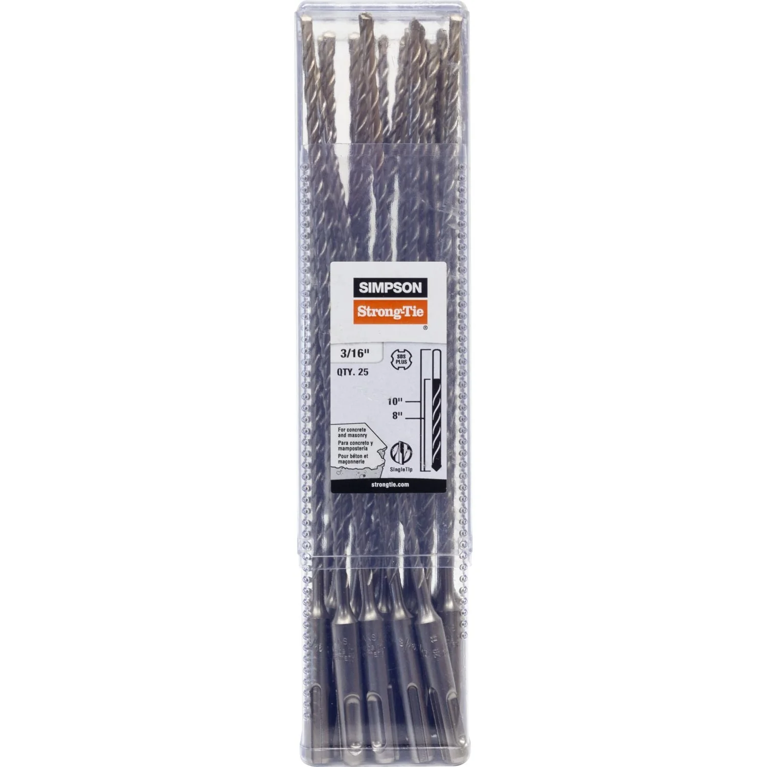 Simpson Strong-Tie MDPL01810-R25 3/16-in. x 10-in. SDS-plus Shank Drill Bit, 25-Pack - Image 2