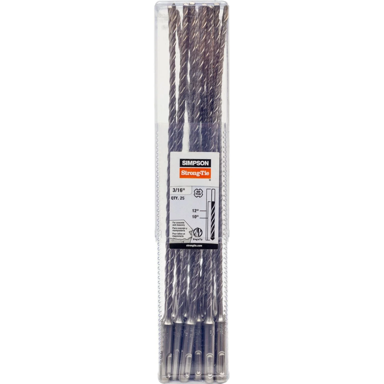 Simpson Strong-Tie MDPL01812-R25 3/16-in. x 12-in. SDS-plus Shank Drill Bit, 25-Pack - Image 2