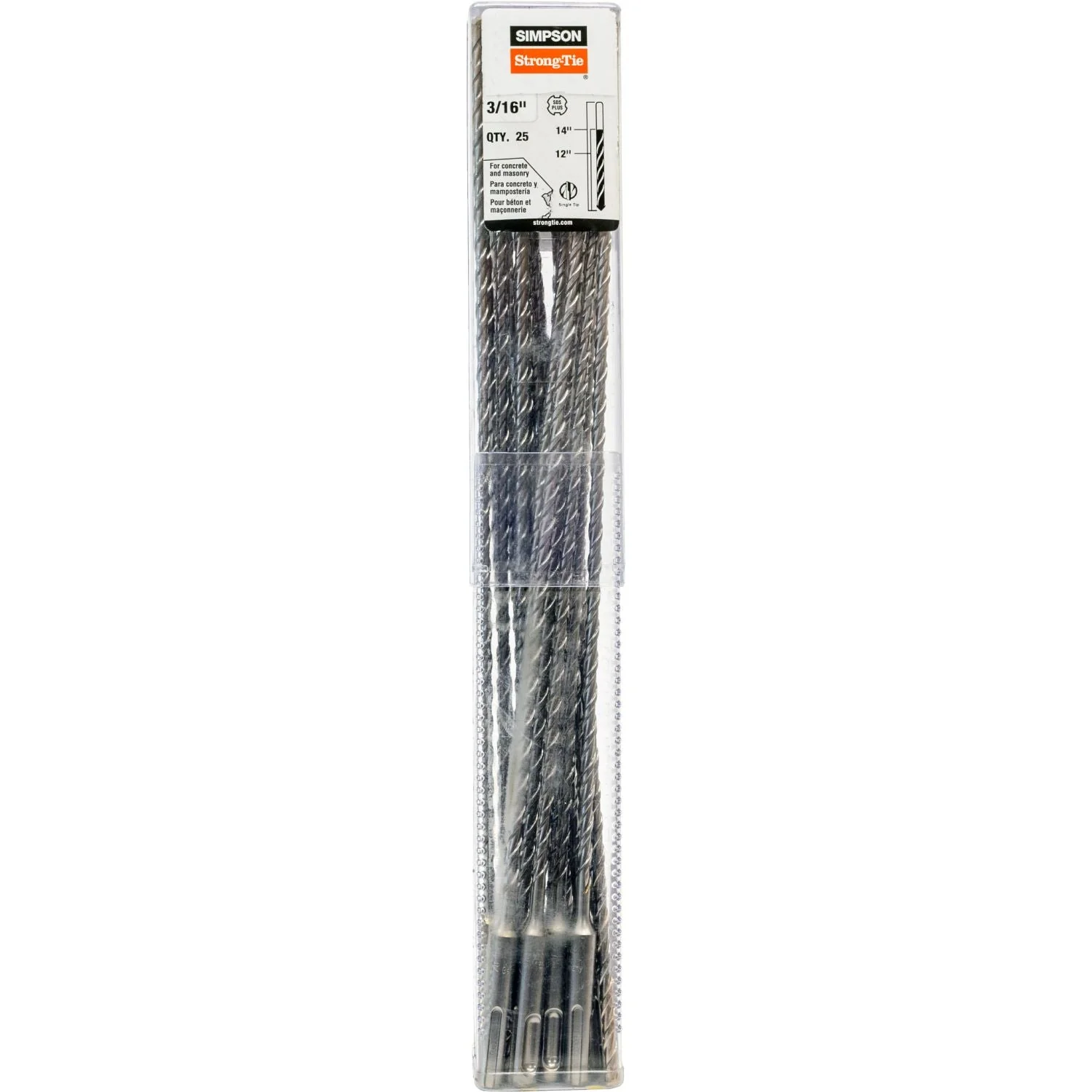 Simpson Strong-Tie MDPL01814-R25 3/16-in. x 14-in. SDS-plus Shank Drill Bit, 25-Pack - Image 2