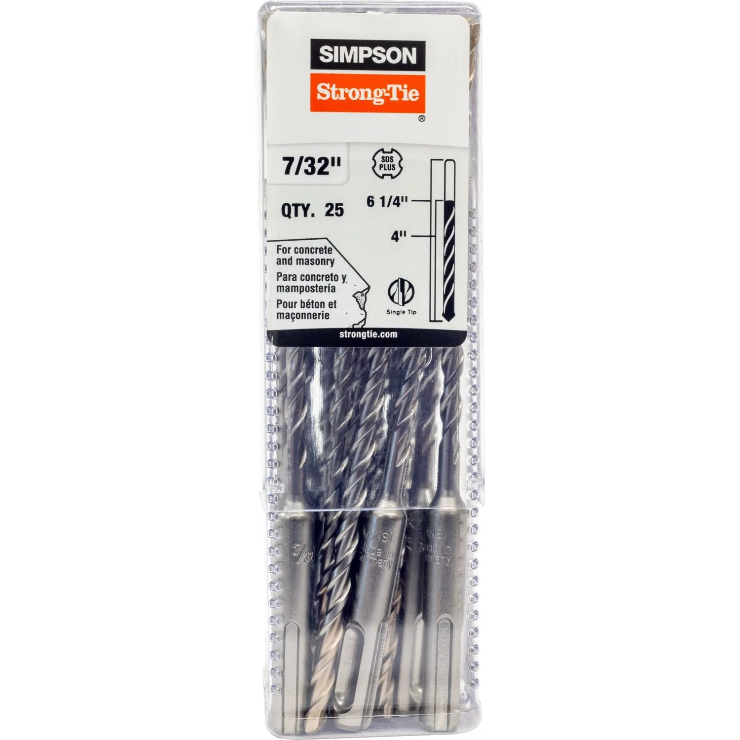 Simpson Strong-Tie MDPL02106-R25 7/32-in. x 6-1/4-in. SDS-plus Shank Drill Bit, 25-Pack - Image 2