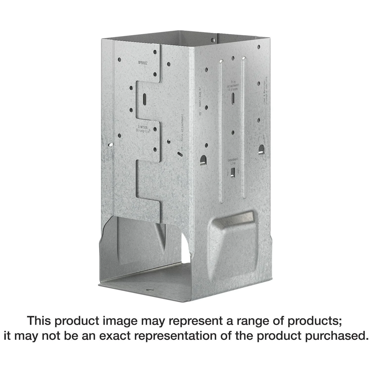 Simpson Strong-Tie MPB44Z MPBZ ZMAX Galvanized Moment Post Base for 4x4 w/ SDS Screws - Image 1