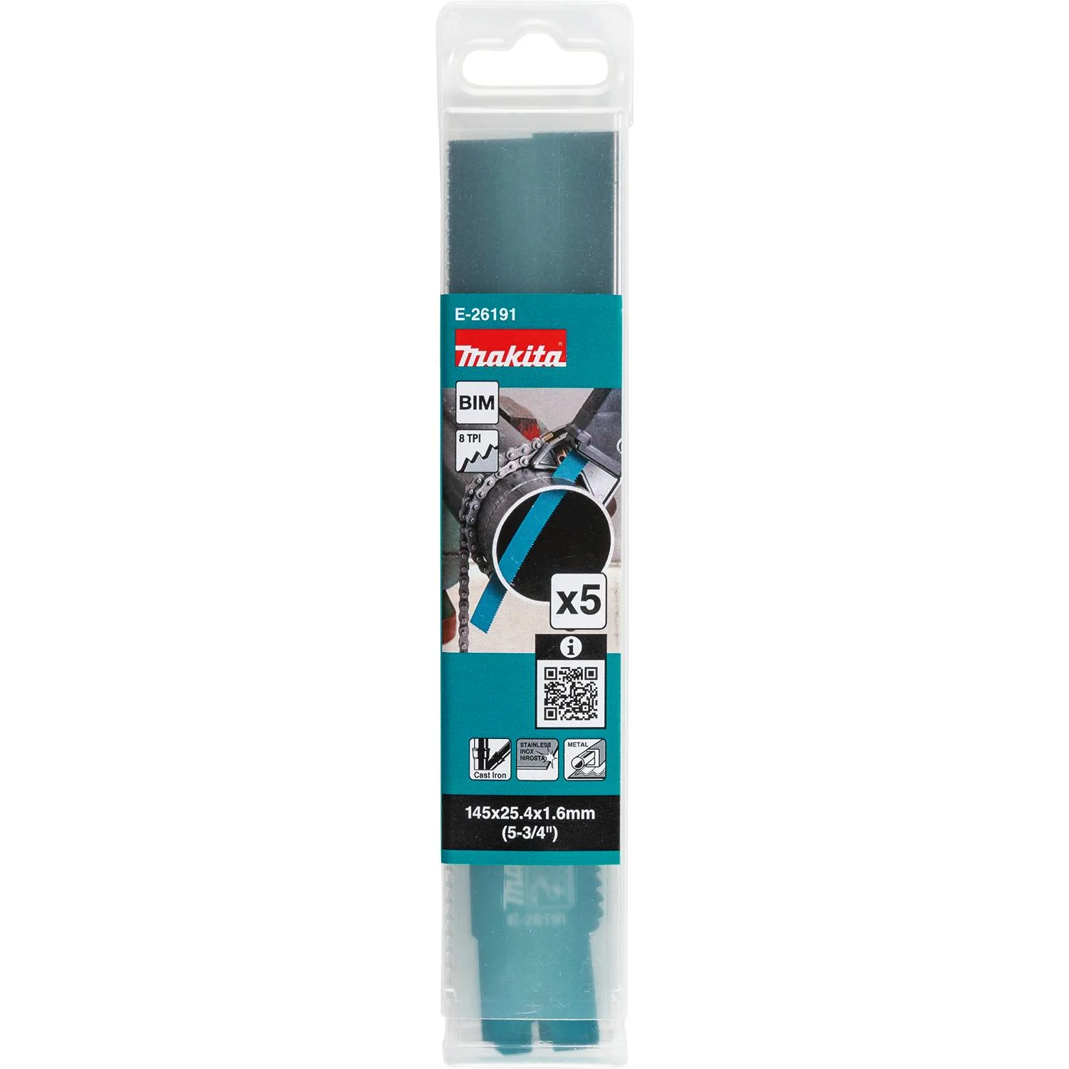 Makita E-26191 5-3/4-in. Metal Pipe Cutting Recipro Saw Blade, 8-TPI, 5-Pack, GRJ03 - Image 2