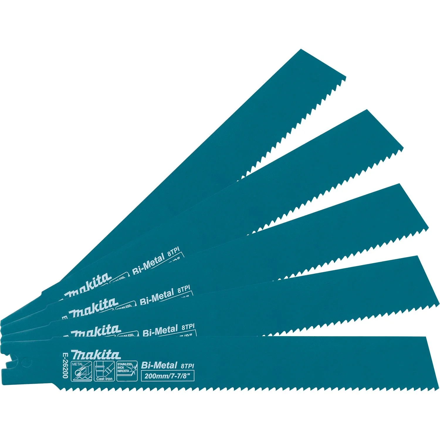 Makita E-26200 7-7/8-in. Metal Pipe Cutting Recipro Saw Blade, 8-TPI, 5-Pack, GRJ03Z - Image 1