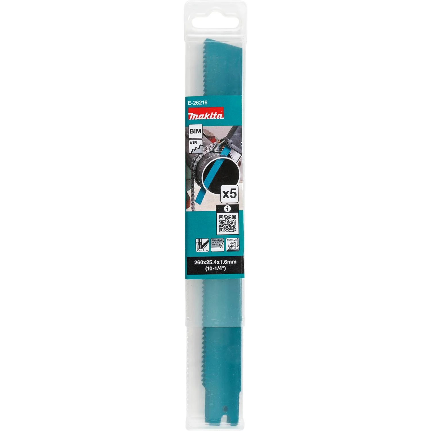 Makita E-26216 10-1/4-in. Metal Pipe Cutting Recipro Saw Blade, 8-TPI, 5-Pack, GRJ03 - Image 2