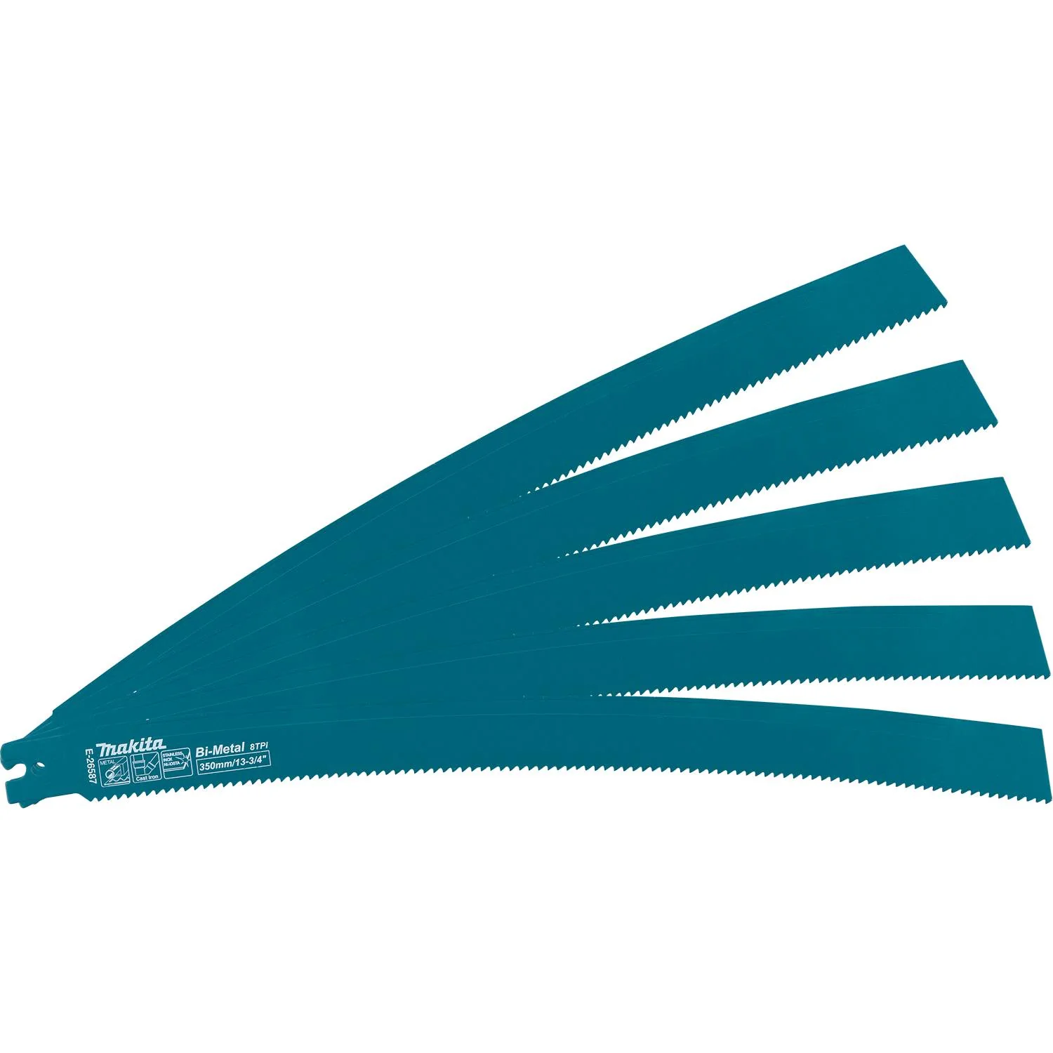 Makita E-26587 14-in. Curved Metal Pipe Cutting Recipro Saw Blade, 8-TPI, 5-Pack, GRJ03 - Image 1