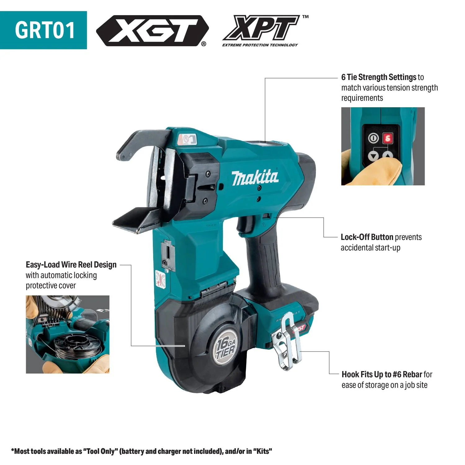 Makita GRT01D 40V max XGT Brushless 16-Gauge Rebar Tying Tool 2.5 Ah Kit - Image 2
