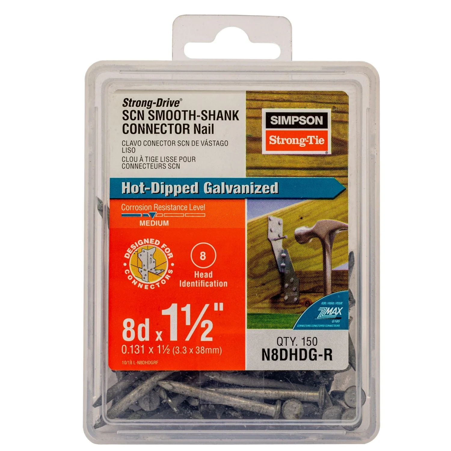 Simpson Strong-Tie Strong-Drive SCN SMOOTH-SHANK CONNECTOR Nail, 1-1/2-in. x 0.131-in. HDG, 150-Pack (N8DHDG-R) - Image 2