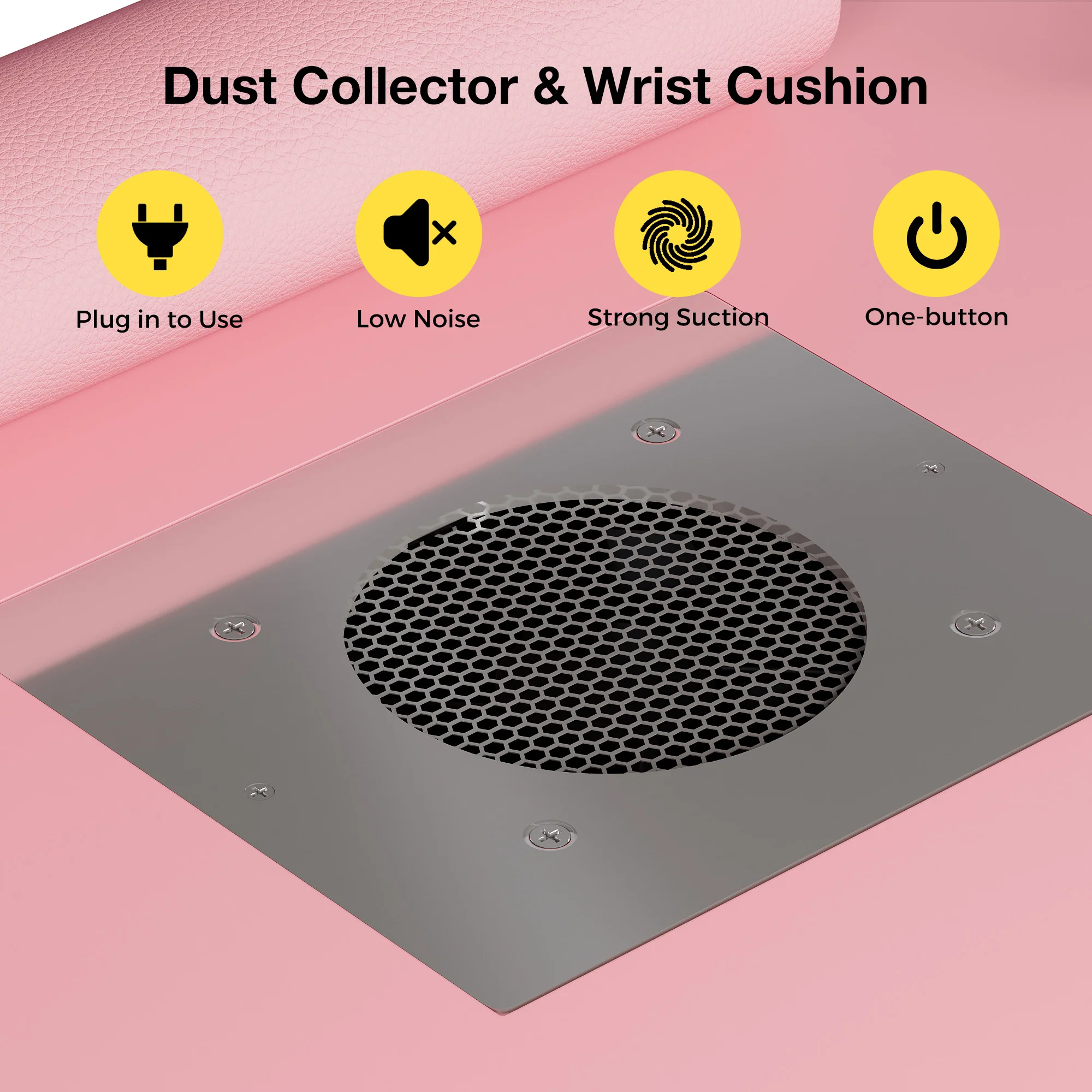 Advwin Manicure Table w/Dust Collector & Wrist Rest Pink - Image 3
