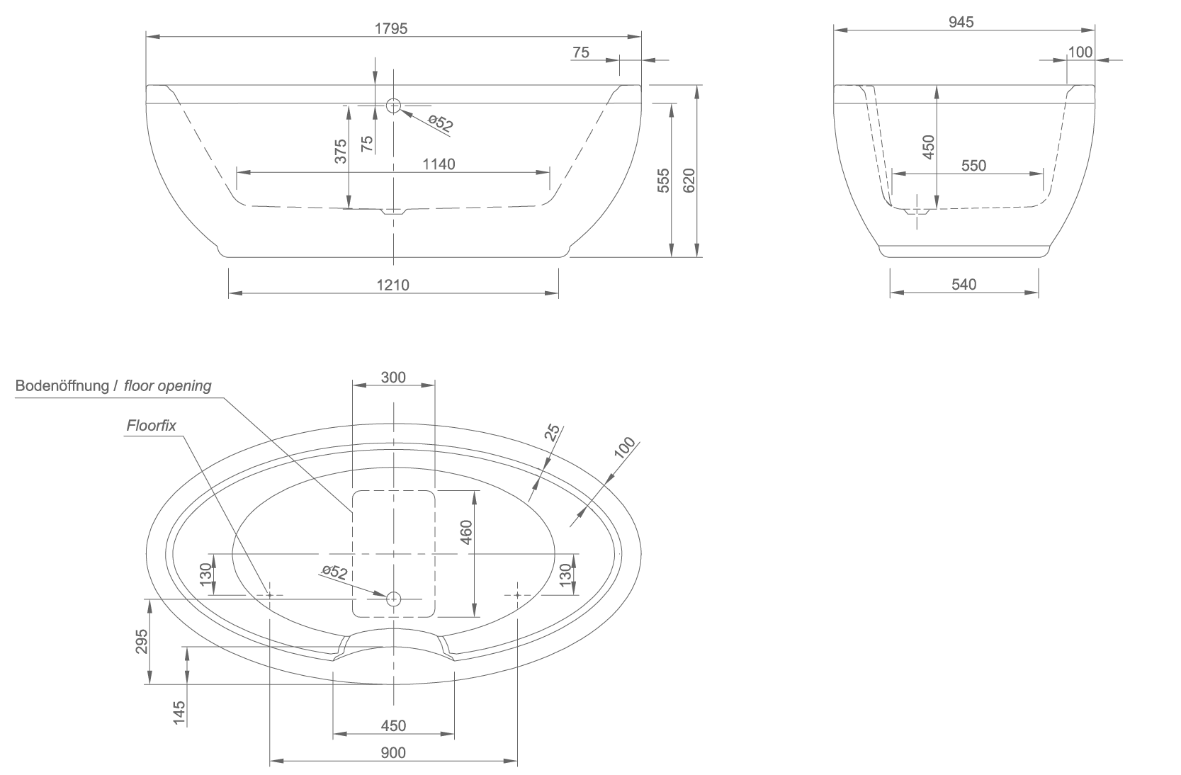 OVAL ACRYLIC BATH TUB | PIETRA CASA BRAND | $11,400.52 - Image 3