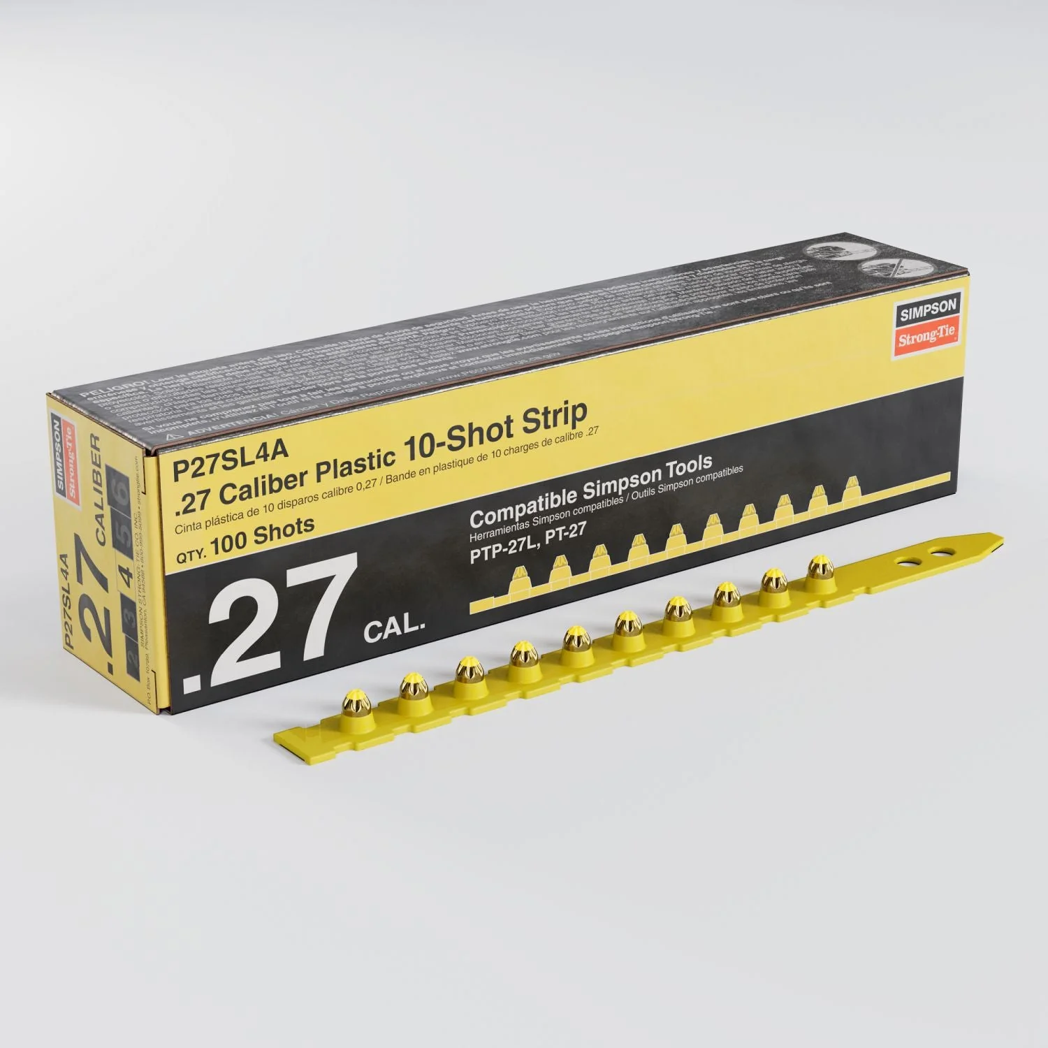 Simpson Strong-Tie P27SL4A P27SL 0.27-Caliber Plastic, 10-Shot Strip Loads, Yellow - Imported, 100-Pack - Image 2