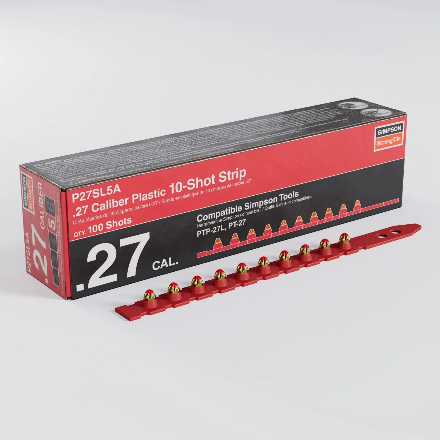 Simpson Strong-Tie P27SL5A P27SL 0.27-Caliber Plastic, 10-Shot Strip Loads, Red - Imported, 100-Pack - Image 2