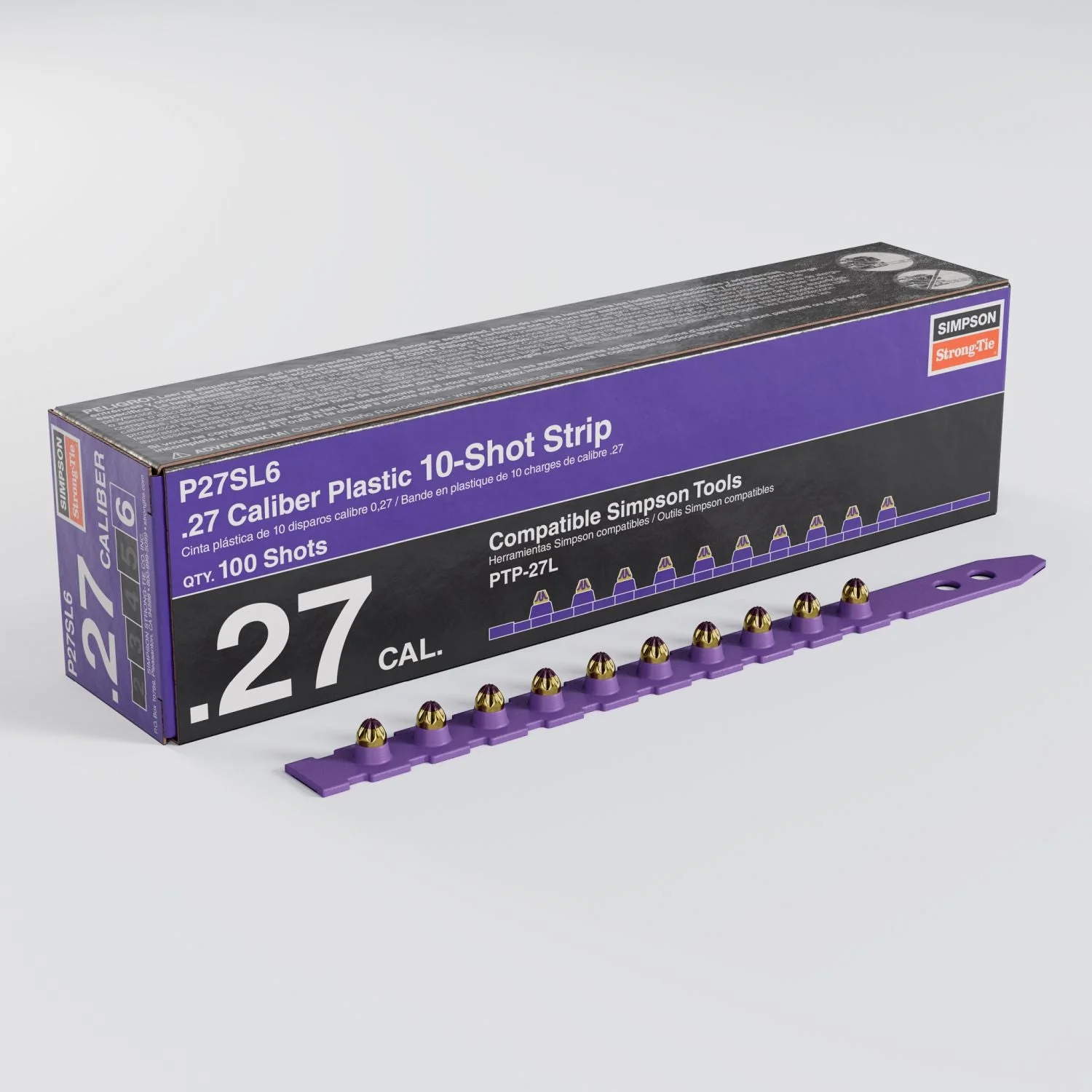 Simpson Strong-Tie P27SL6 P27SL 0.27-Caliber Plastic, 10-Shot Strip Load, Purple, 100-Pack - Image 2
