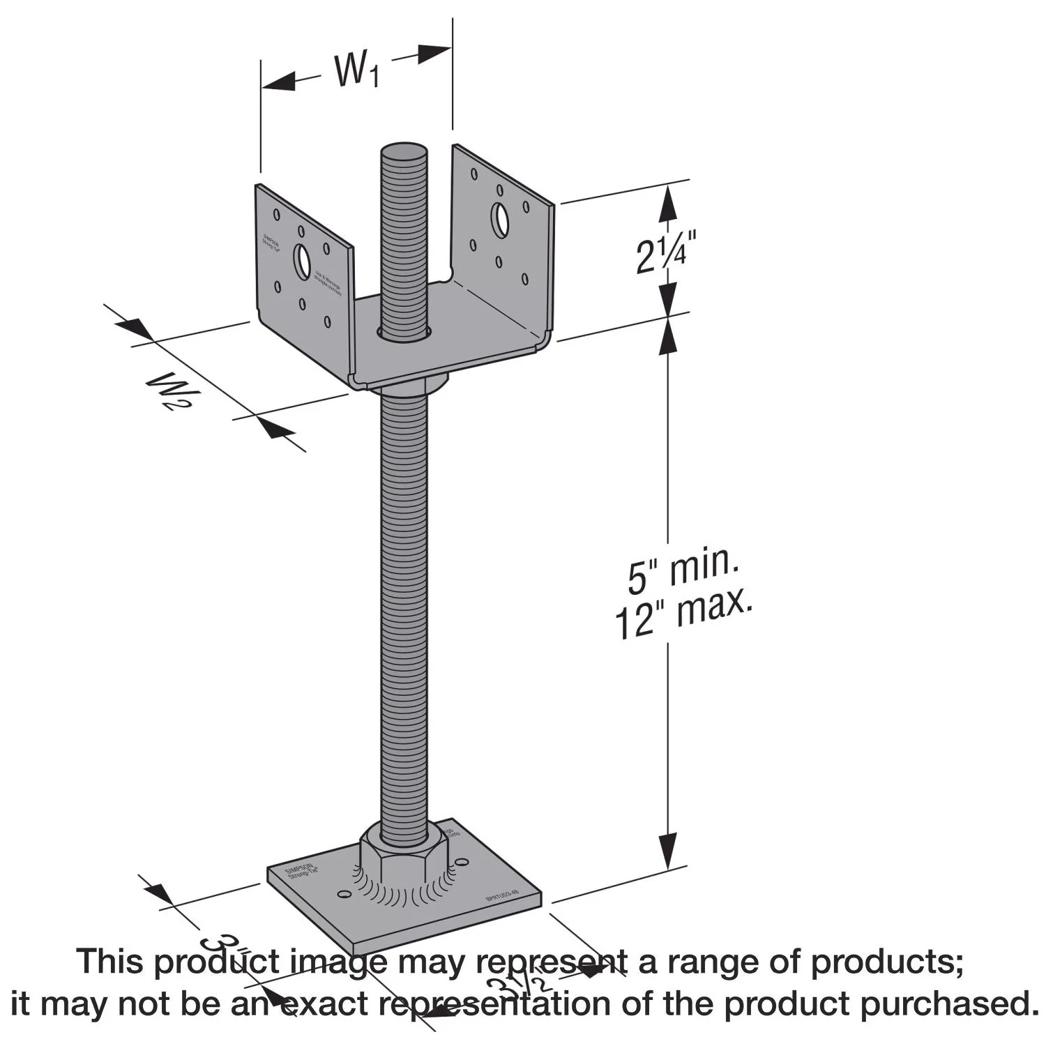 Simpson Strong-Tie PPBF44 PPBF Adjustable Porch Post Base for 4x4 - Image 1