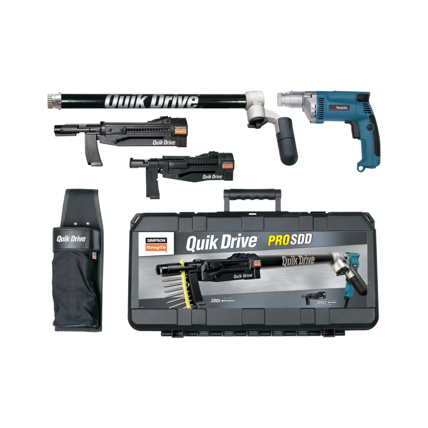 Simpson Strong-Tie Quik Drive PROSDD Multi-Purpose Combo System w/ Makita 3500 RPM Screwdriver Motor (PROSDDM35K) - Image 1