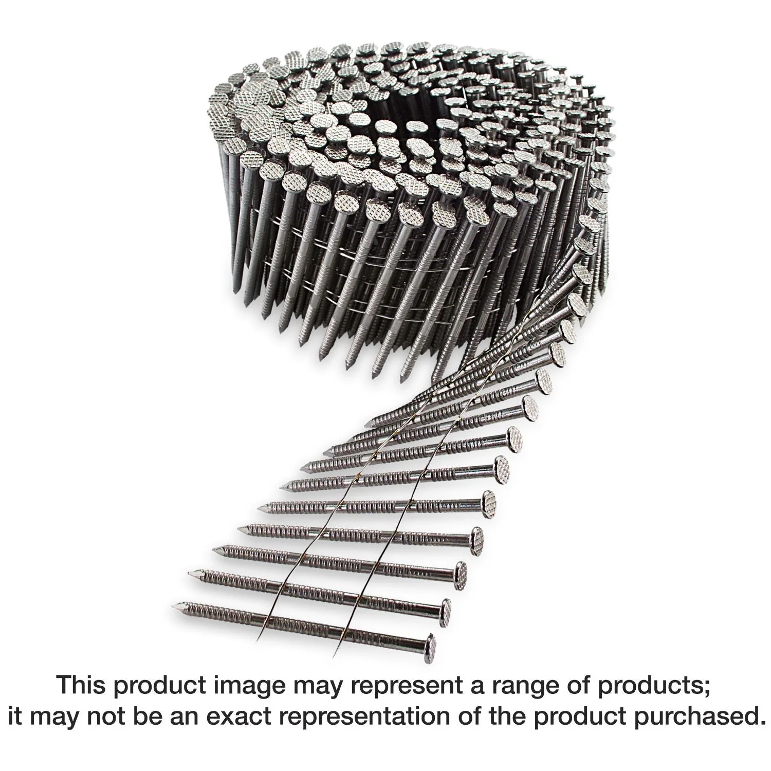 Simpson Strong-Tie S12A237PNB 15° Wire Coil, Full Round Head, Ring-Shank Decking/Framing Nail,  2-3/8-in. x .113-in. Type 304, 3600-Pack - Image 1