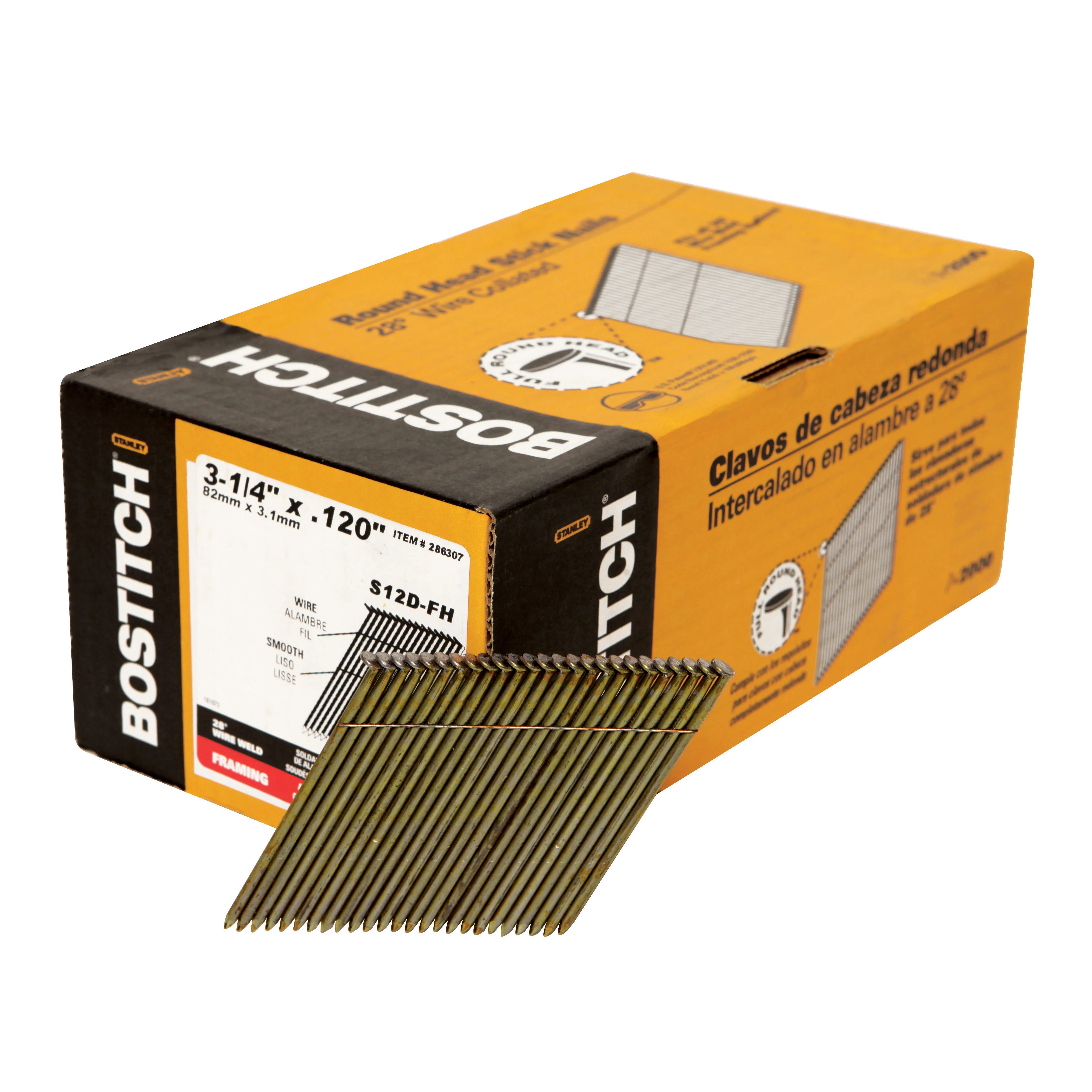 BOSTITCH S12D-FH 3-1/4-in. x .131-in 28-Degree Wire-Collated Full Round Head Framing Nails, 81 Boxes of 2000-Nails - Image 3