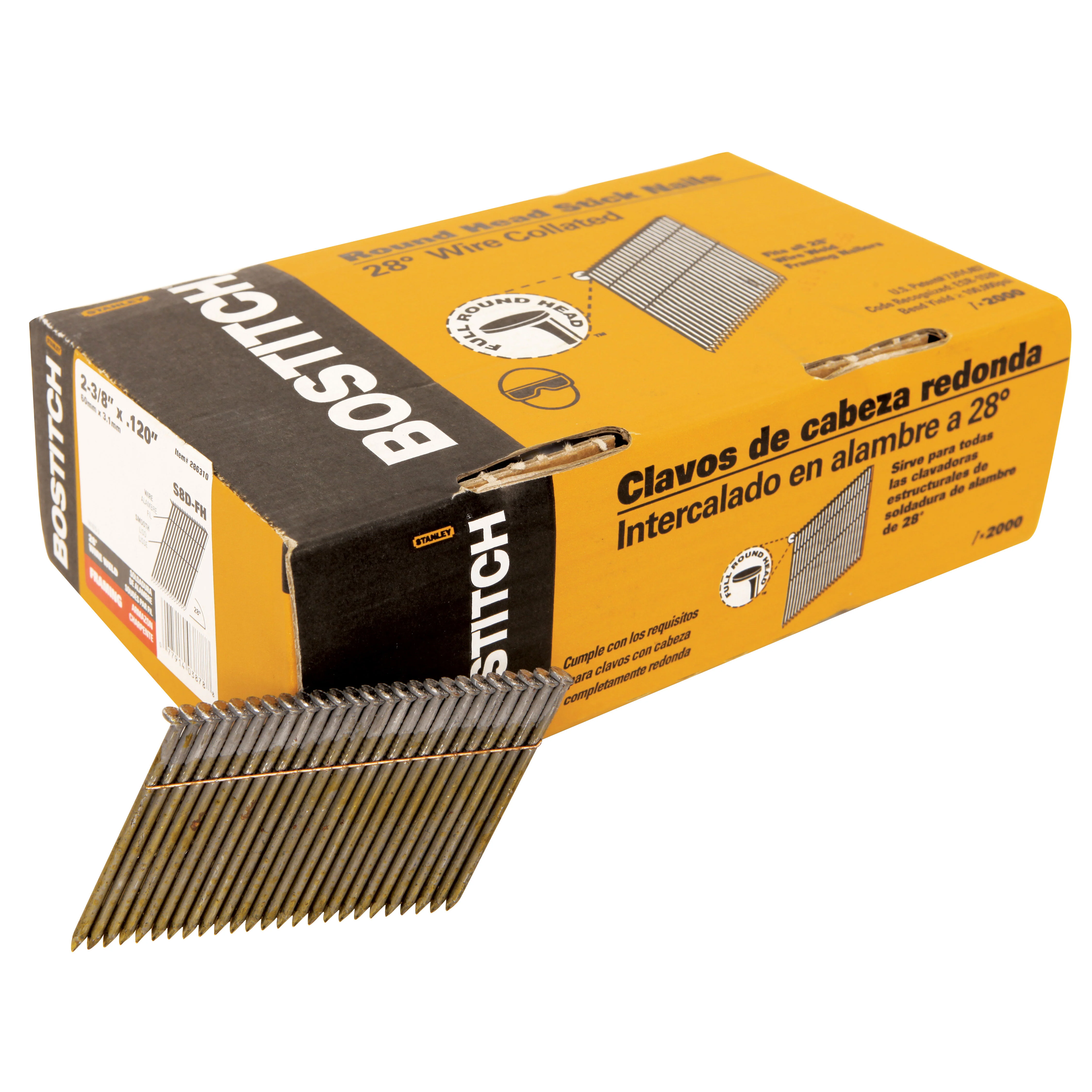 BOSTITCH S8D-FH 2-3/8-in. x .113-in. 28-Degree Wire-Collated Full Round Head Framing Nails, 140 Boxes of 2000-Nails - Image 3