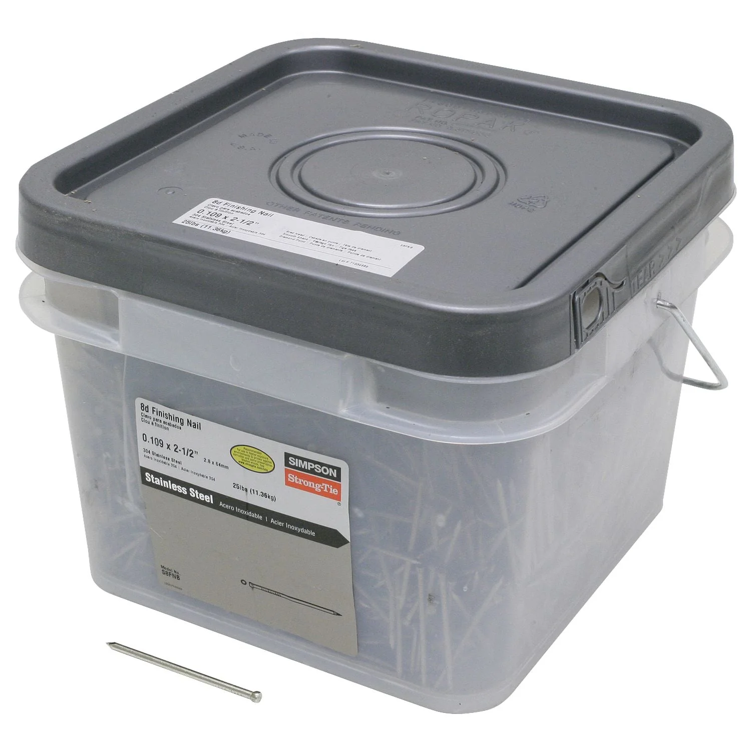 Simpson Strong-Tie S8FNB Finishing Nail,  2-1/2-in. x .113-in. Type 304 Stainless Steel, 25-lb. - Image 2