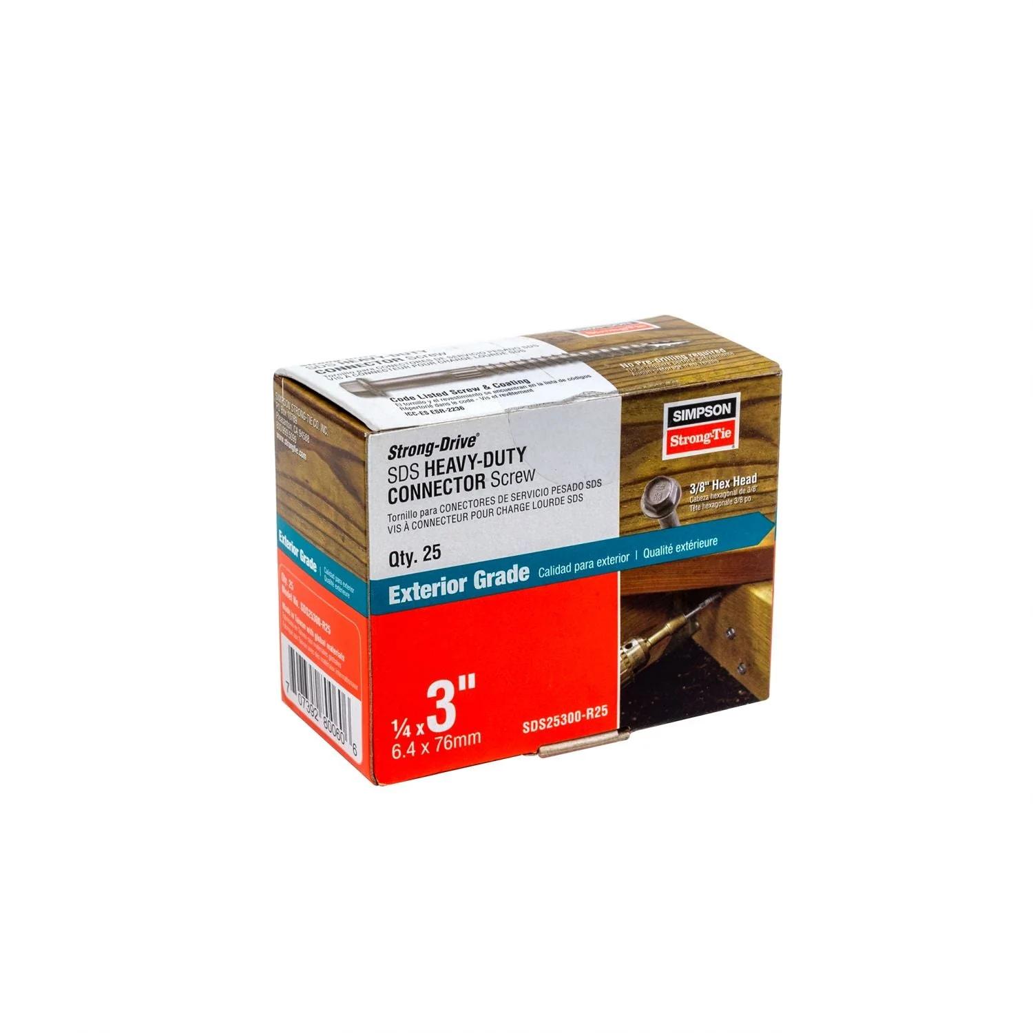 Simpson Strong-Tie SDS25300-R25 Strong-Drive SDS HEAVY-DUTY CONNECTOR Screw,  1/4-in. x 3-in. DB Coating, 25-Pack - Image 2