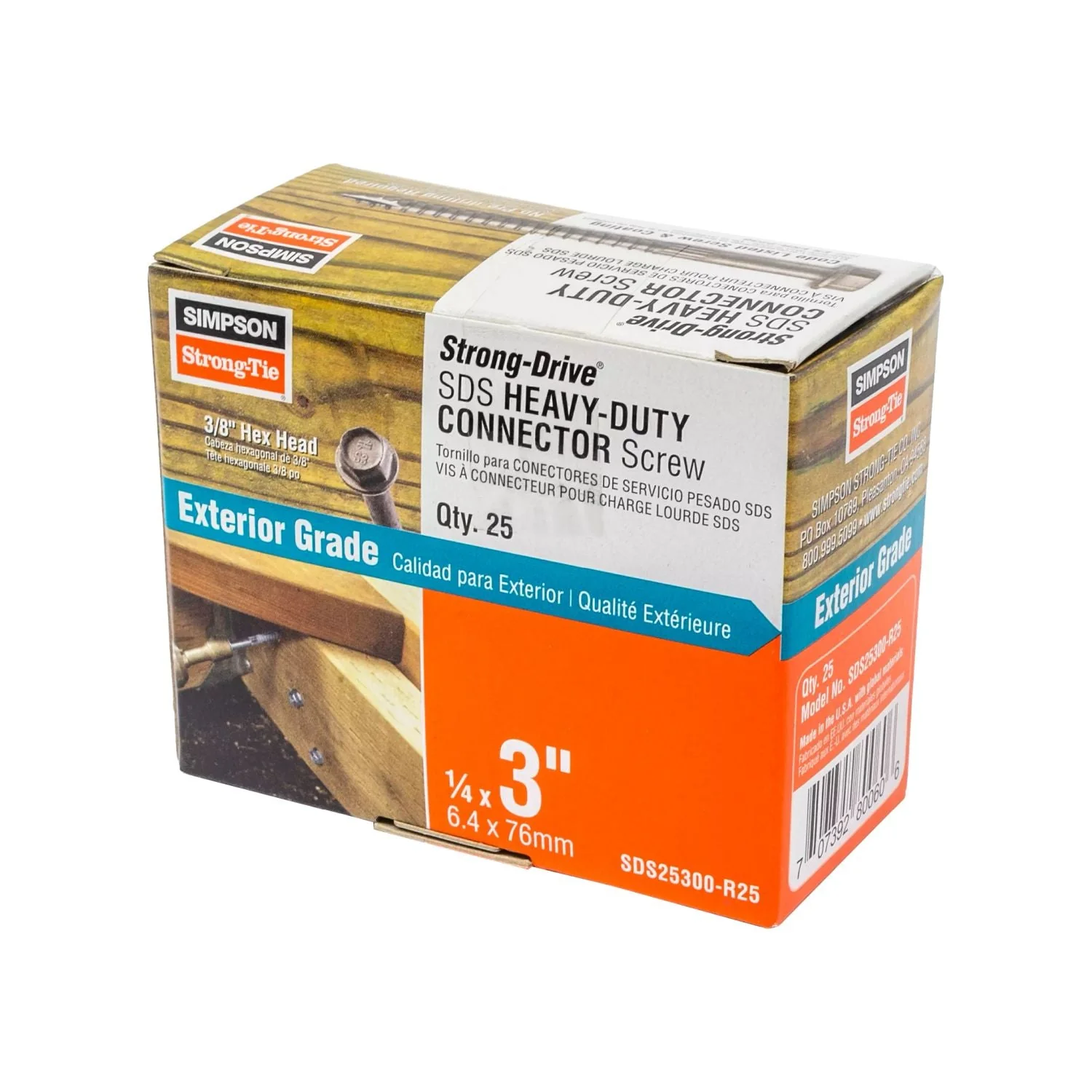Simpson Strong-Tie SDS25300-R25 Strong-Drive SDS HEAVY-DUTY CONNECTOR Screw,  1/4-in. x 3-in. DB Coating, 25-Pack - Image 3