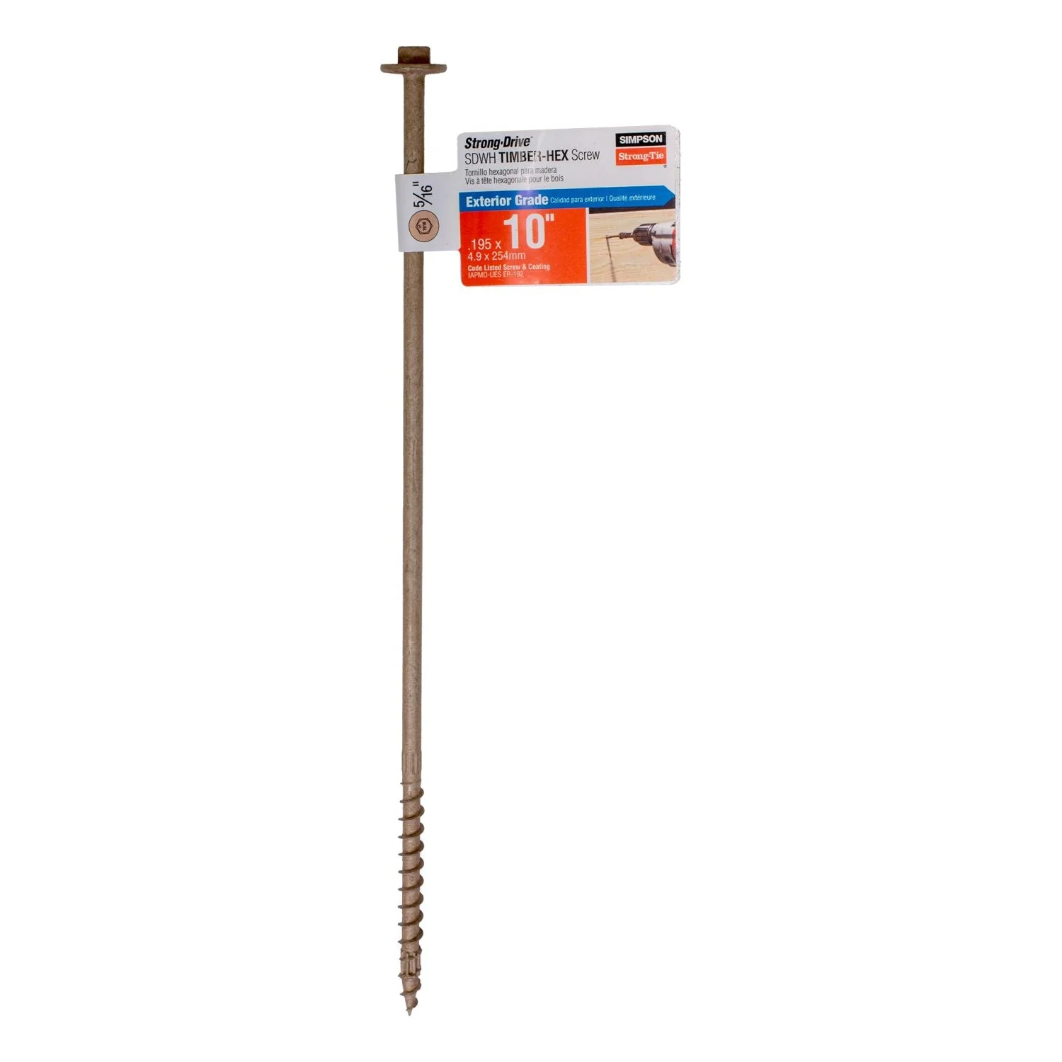Simpson Strong-Tie SDWH191000DB-RP1 Strong-Drive SDWH TIMBER-HEX Screw,  0.195-in. x 10-in. 5/16 Hex, DB Coating - Image 2