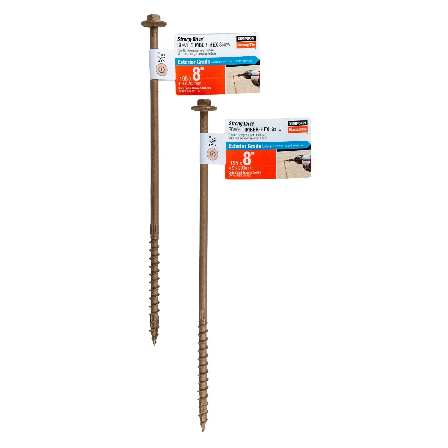 Simpson Strong-Tie SDWH19800DB-RP1 Strong-Drive SDWH TIMBER-HEX Screw,  0.195-in. x 8-in. 5/16 Hex, DB Coating - Image 2