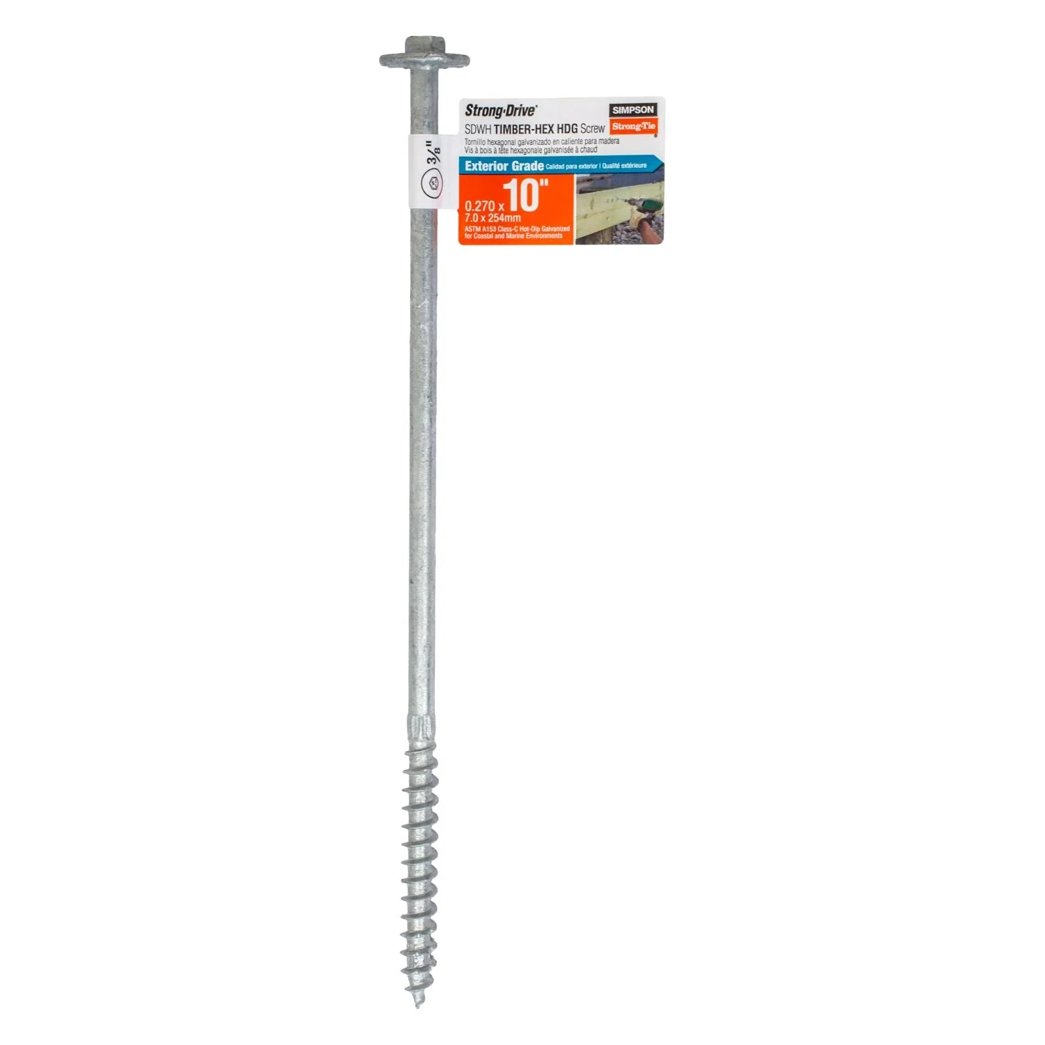 Simpson Strong-Tie SDWH271000G-RP1 Strong-Drive SDWH TIMBER-HEX HDG Screw,  0.276-in. x 10-in. 3/8 Hex - Image 2