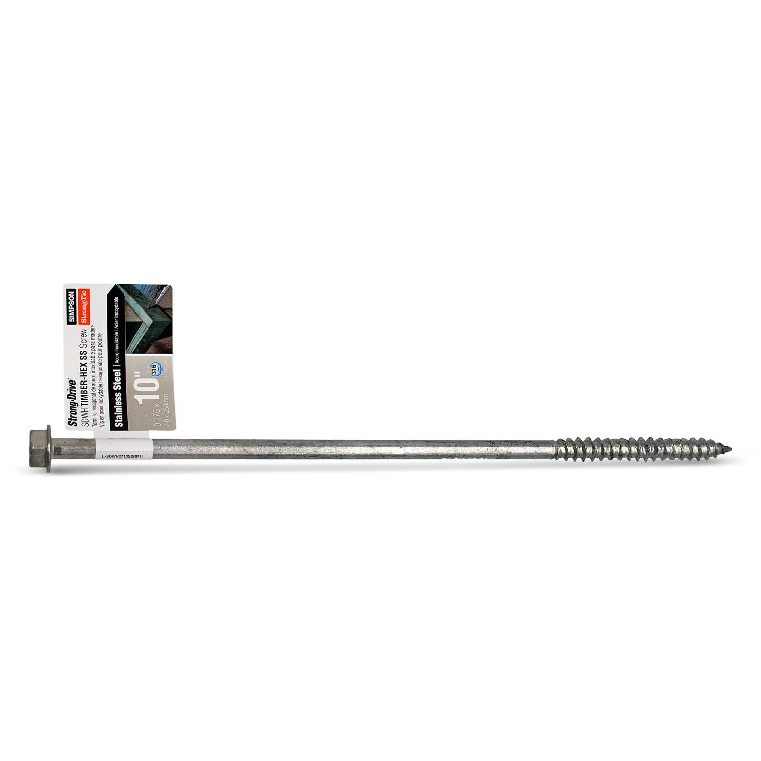 Simpson Strong-Tie SDWH271000SS-RP1 Strong-Drive SDWH TIMBER-HEX SS Screw,  0.275-in. x 10-in. 1/2 Hex, Type 316 - Image 2