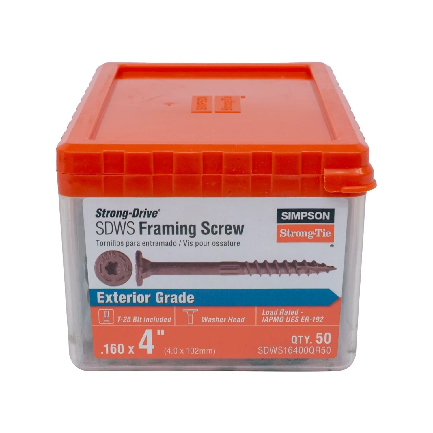Simpson Strong-Tie SDWS16400QR50 Strong-Drive SDWS FRAMING Screw,  0.160-in. x 4-in. T25, Quik Guard, Tan, 50-Pack - Image 2