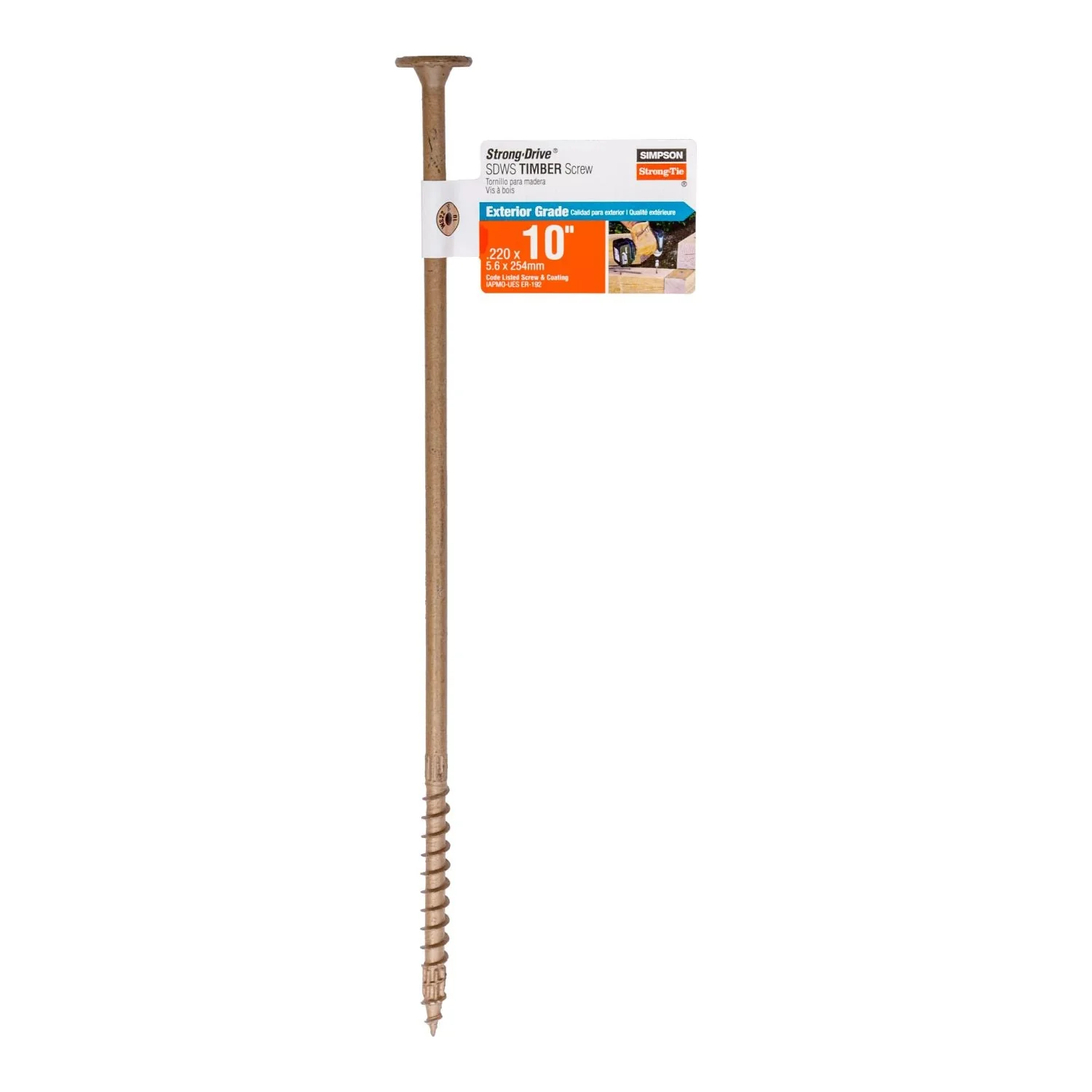 Simpson Strong-Tie SDWS221000DB-RP1 Strong-Drive SDWS TIMBER Screw (Exterior Grade),  0.220-in. x 10-in. T40, Tan - Image 2
