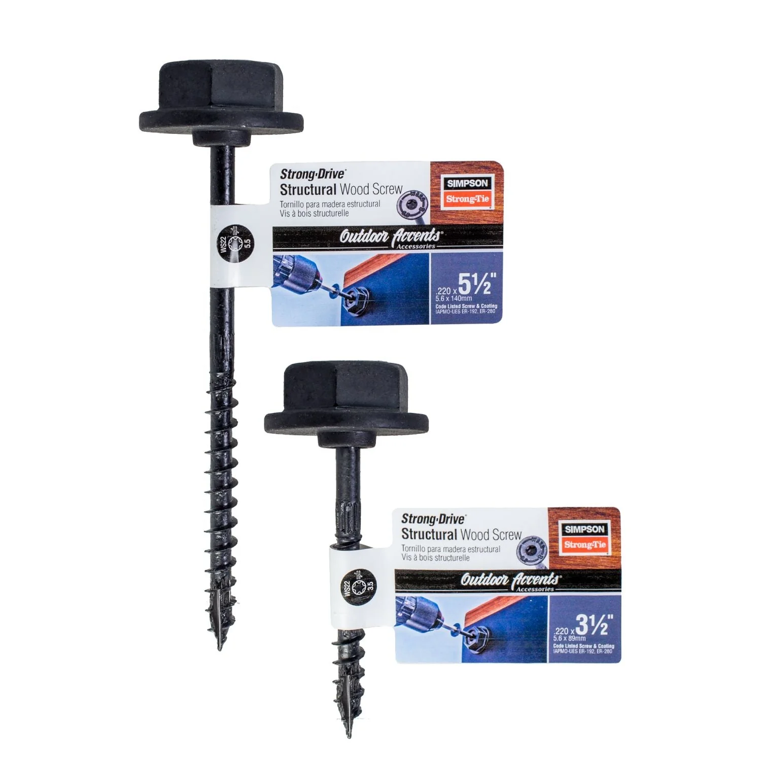Simpson Strong-Tie SDWS22312DBB-RN1 Outdoor Accents Structural Wood Screw,  .220-in. x 3-1/2-in. DB Coating, Black withWasher - Image 2