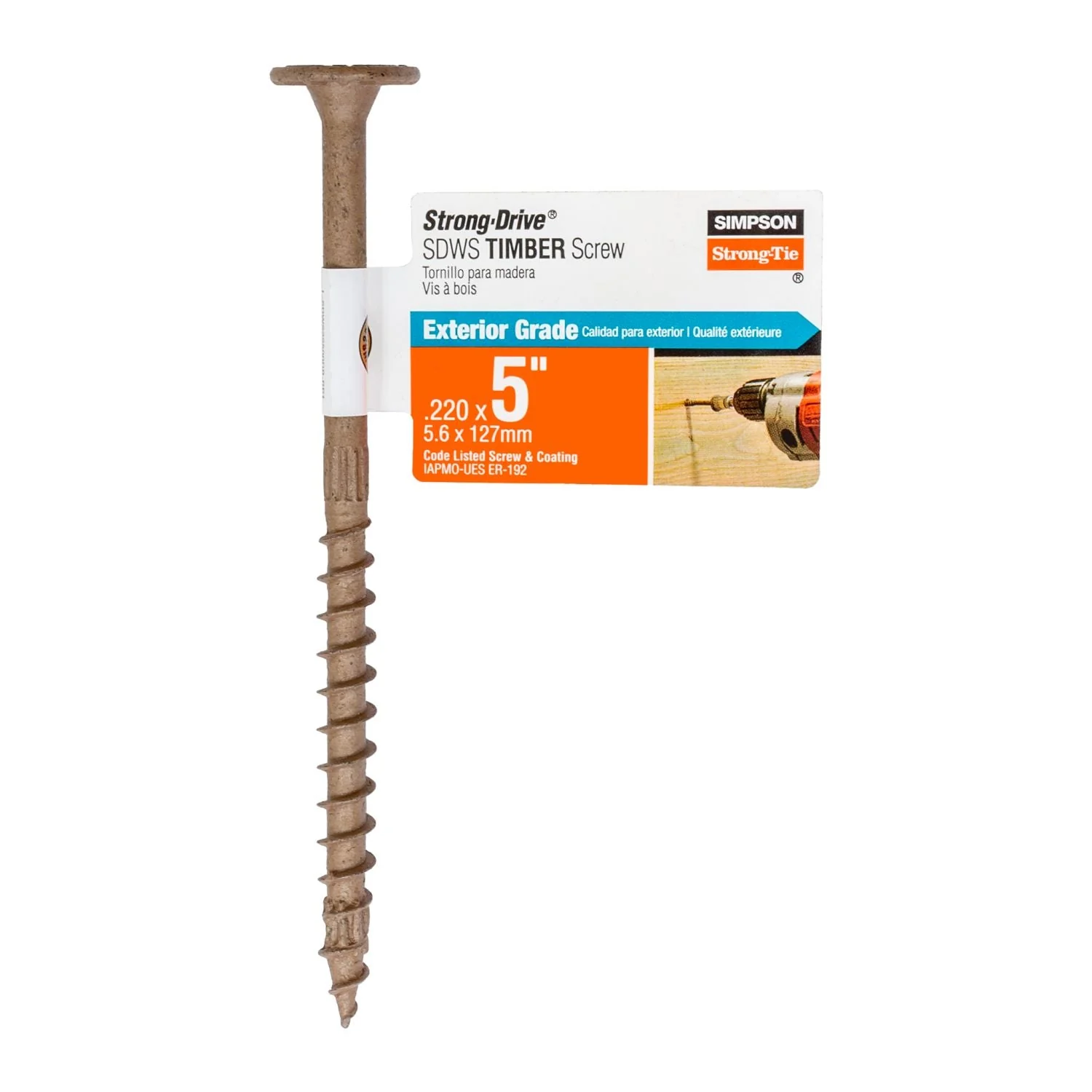 Simpson Strong-Tie SDWS22500DB-RP1 Strong-Drive SDWS TIMBER Screw (Exterior Grade),  0.220-in. x 5-in. T40, Tan - Image 2