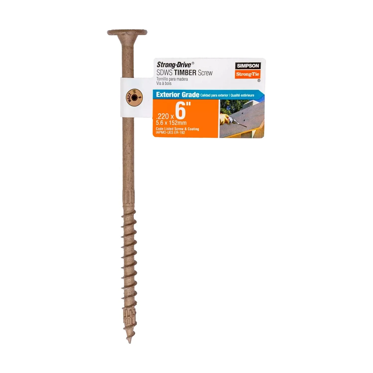 Simpson Strong-Tie SDWS22600DB-RP1 Strong-Drive SDWS TIMBER Screw (Exterior Grade),  0.220-in. x 6-in. T40, Tan - Image 2